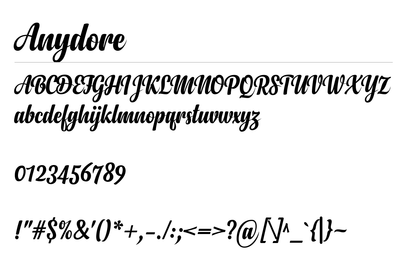Anydore Font preview
