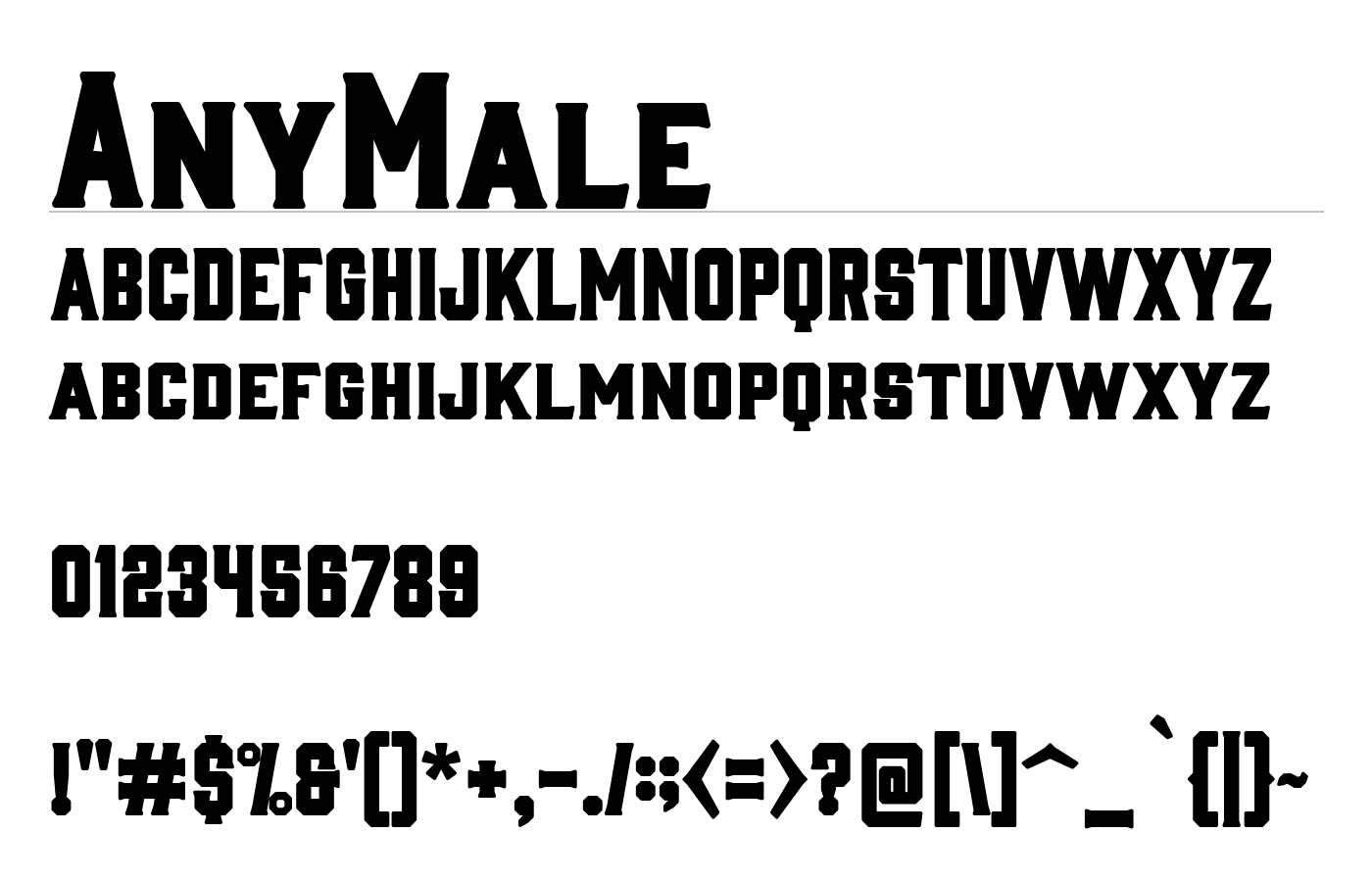 AnyMale Font preview