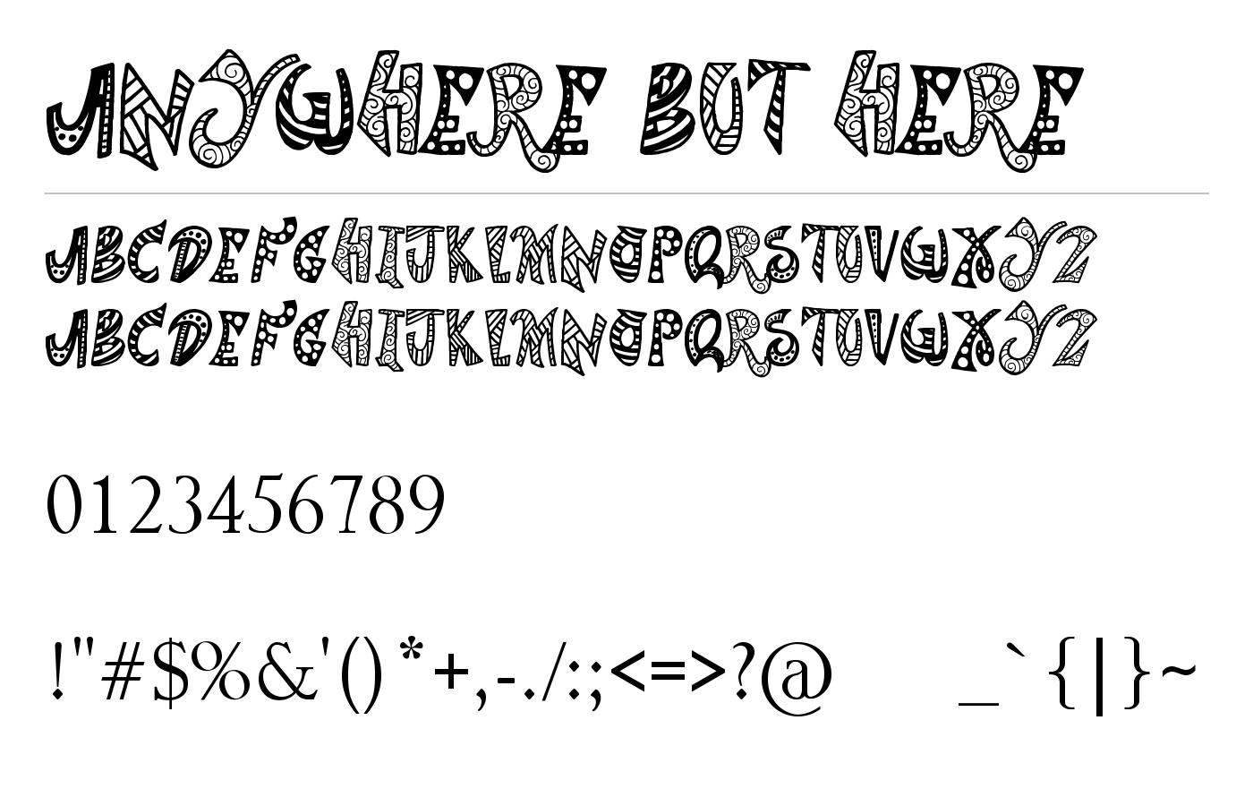 Anywhere But Home Font preview