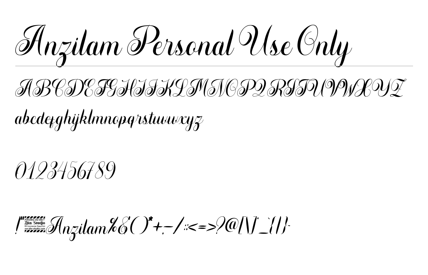 Anzilam Personal Use Only Font preview