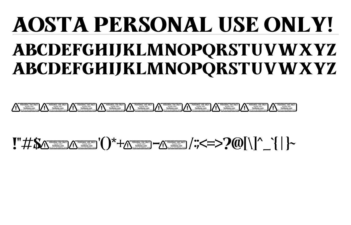 Aosta PERSONAL USE ONLY! Font preview