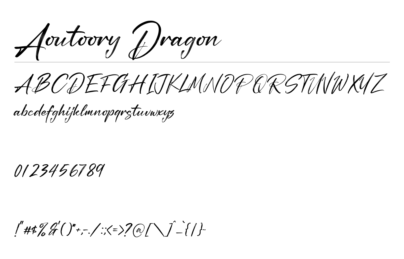 Aoutoory Dragon Font preview