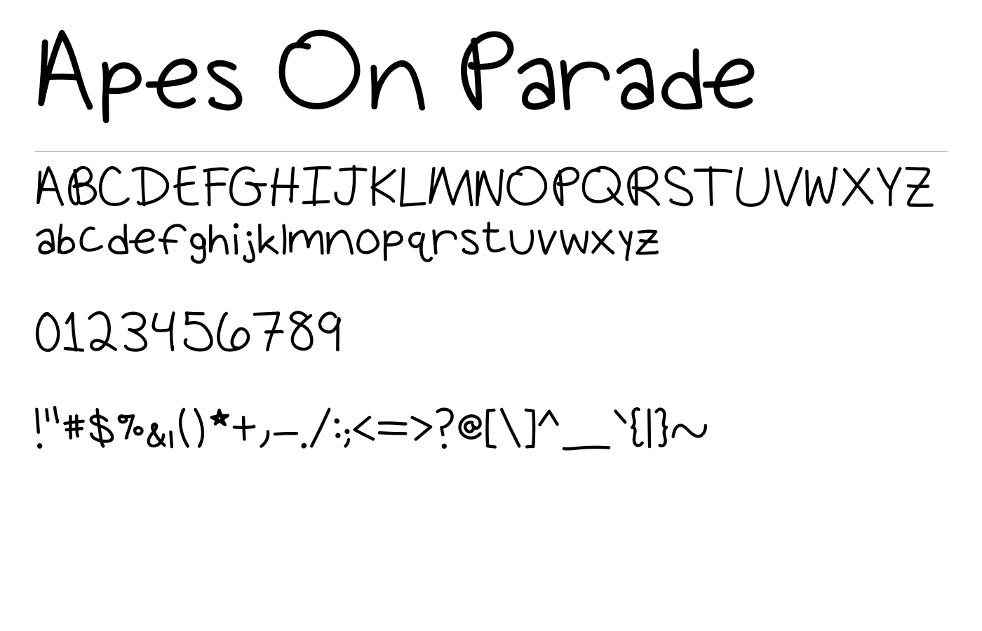 Apes On Parade Font preview