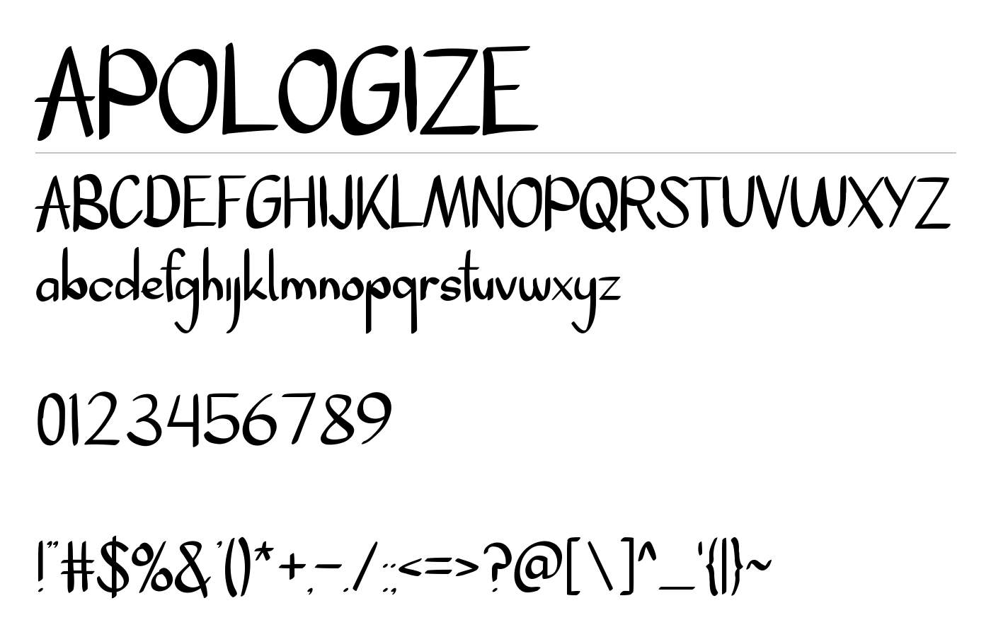 APOLOGIZE Font preview