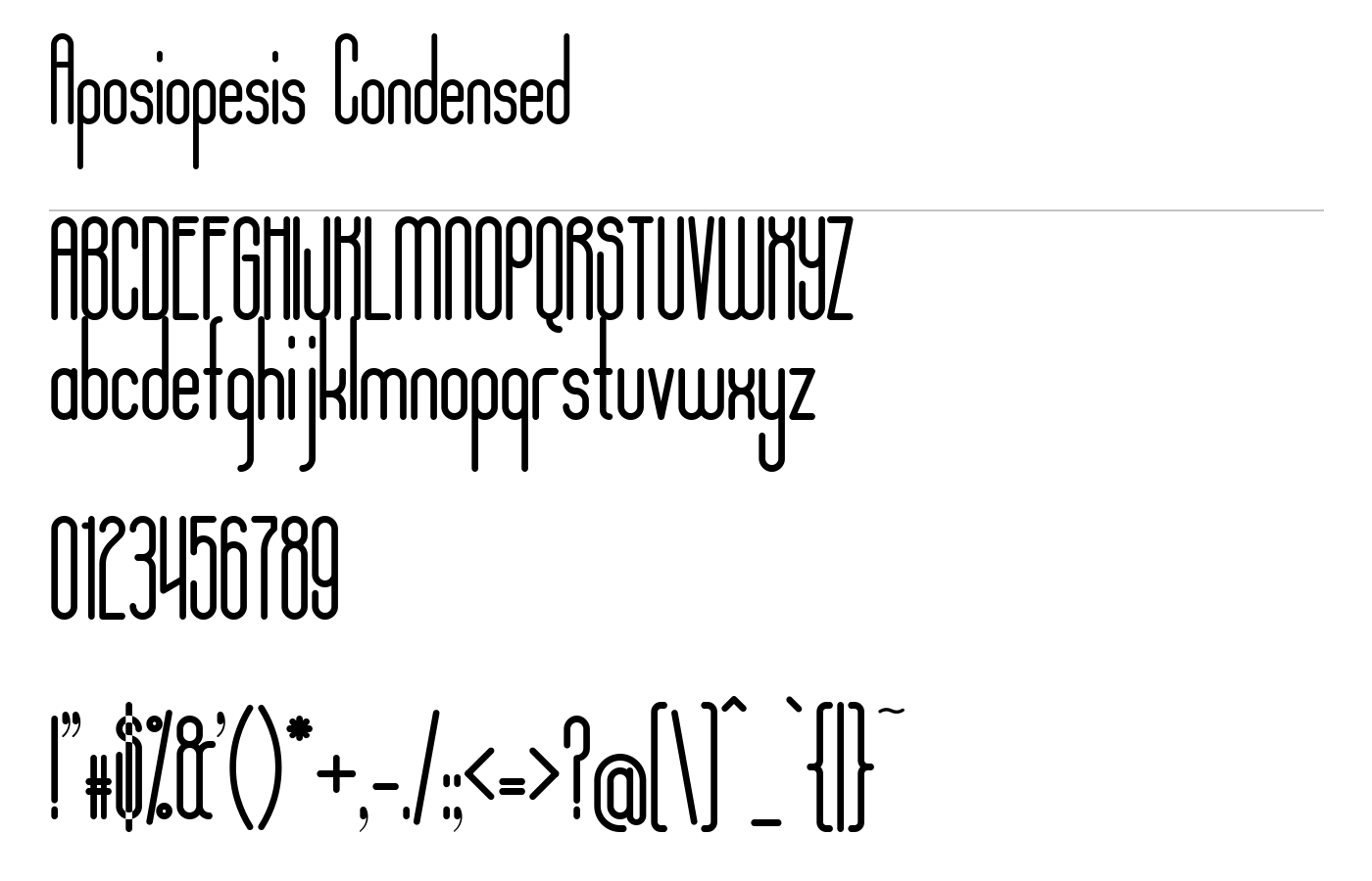 Aposiopesis Condensed Font preview