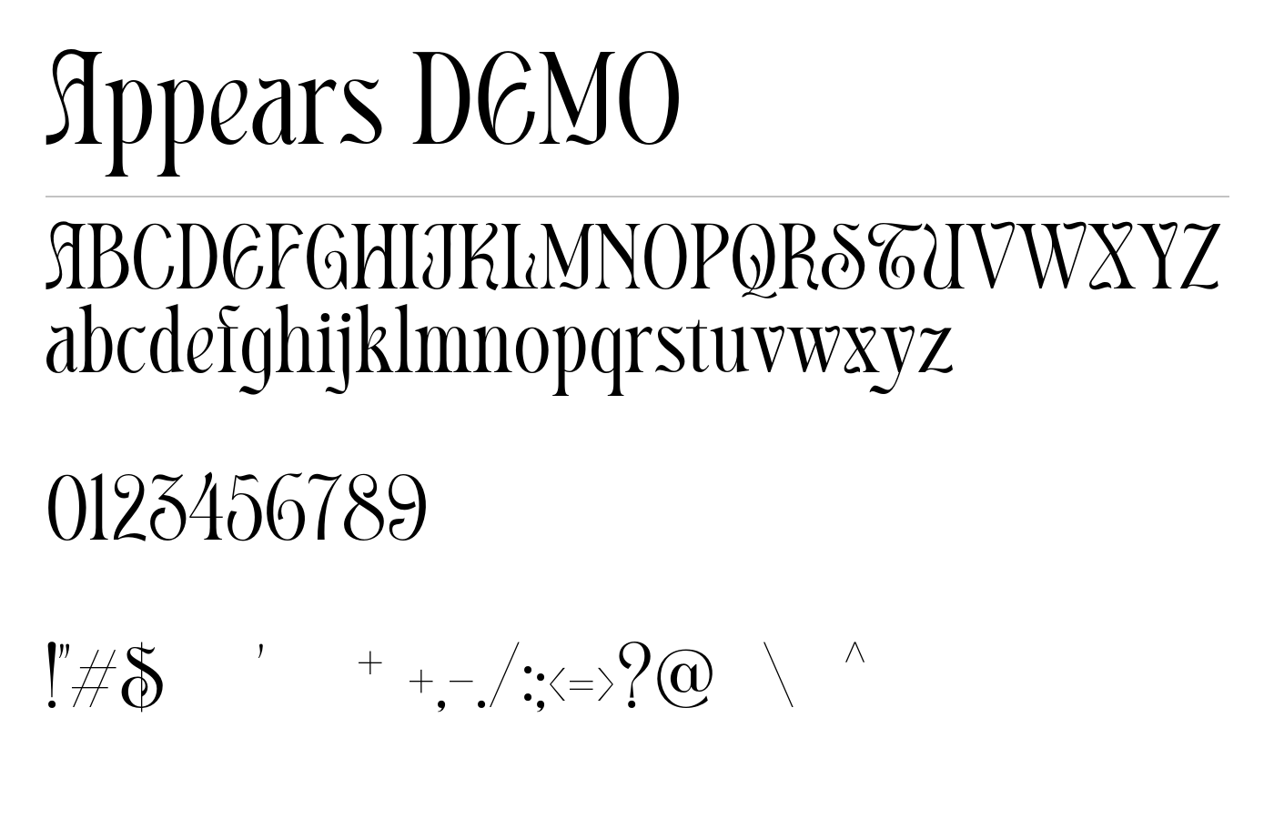 Appears DEMO Font preview