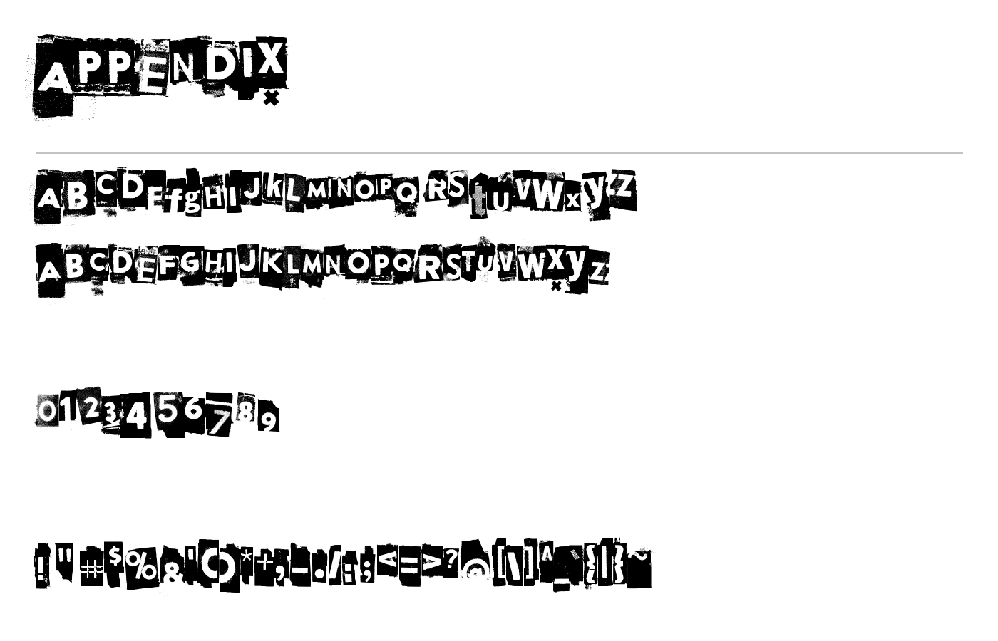 Appendix Font preview