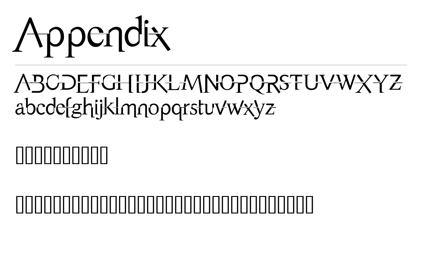Appendix Font preview
