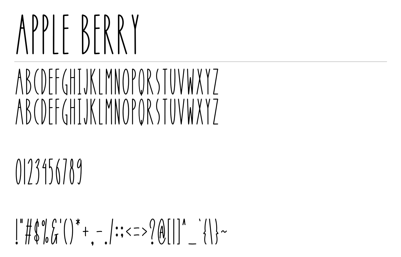 APPLE BERRY Font preview