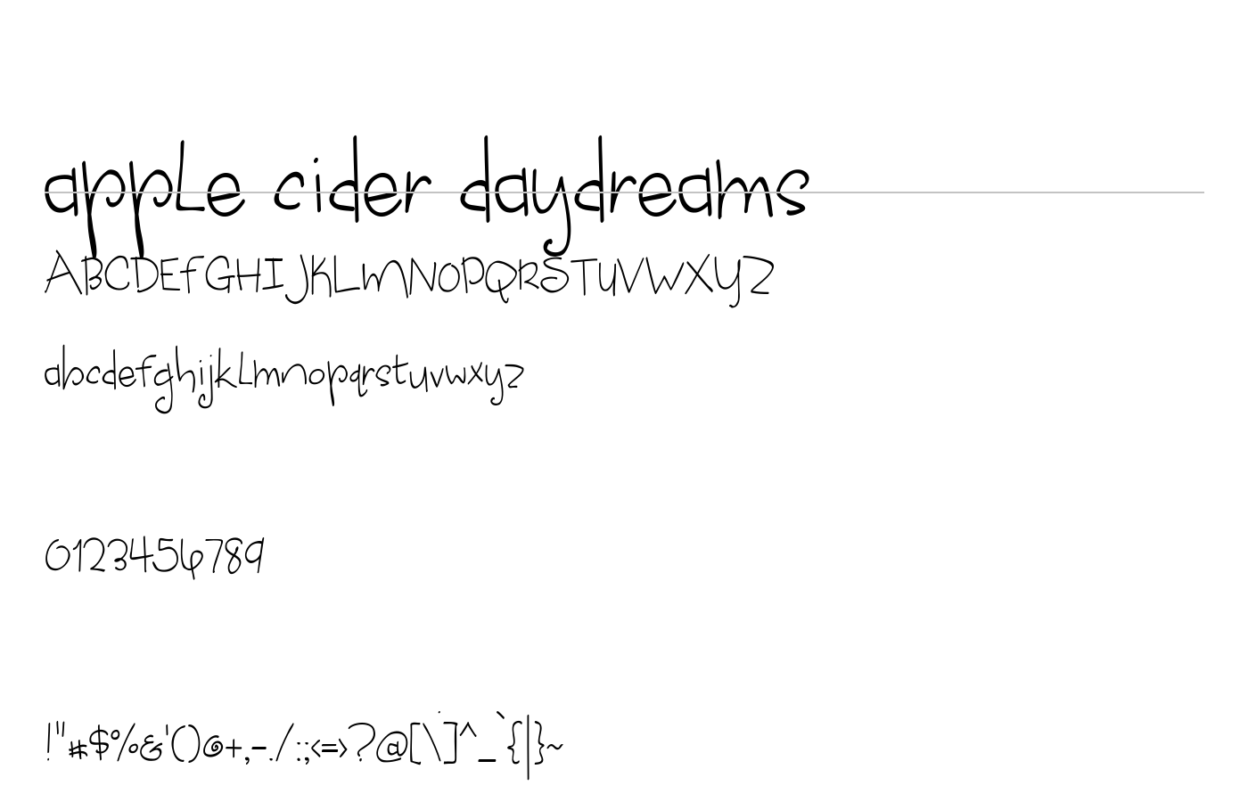 apple cider daydreams Font preview