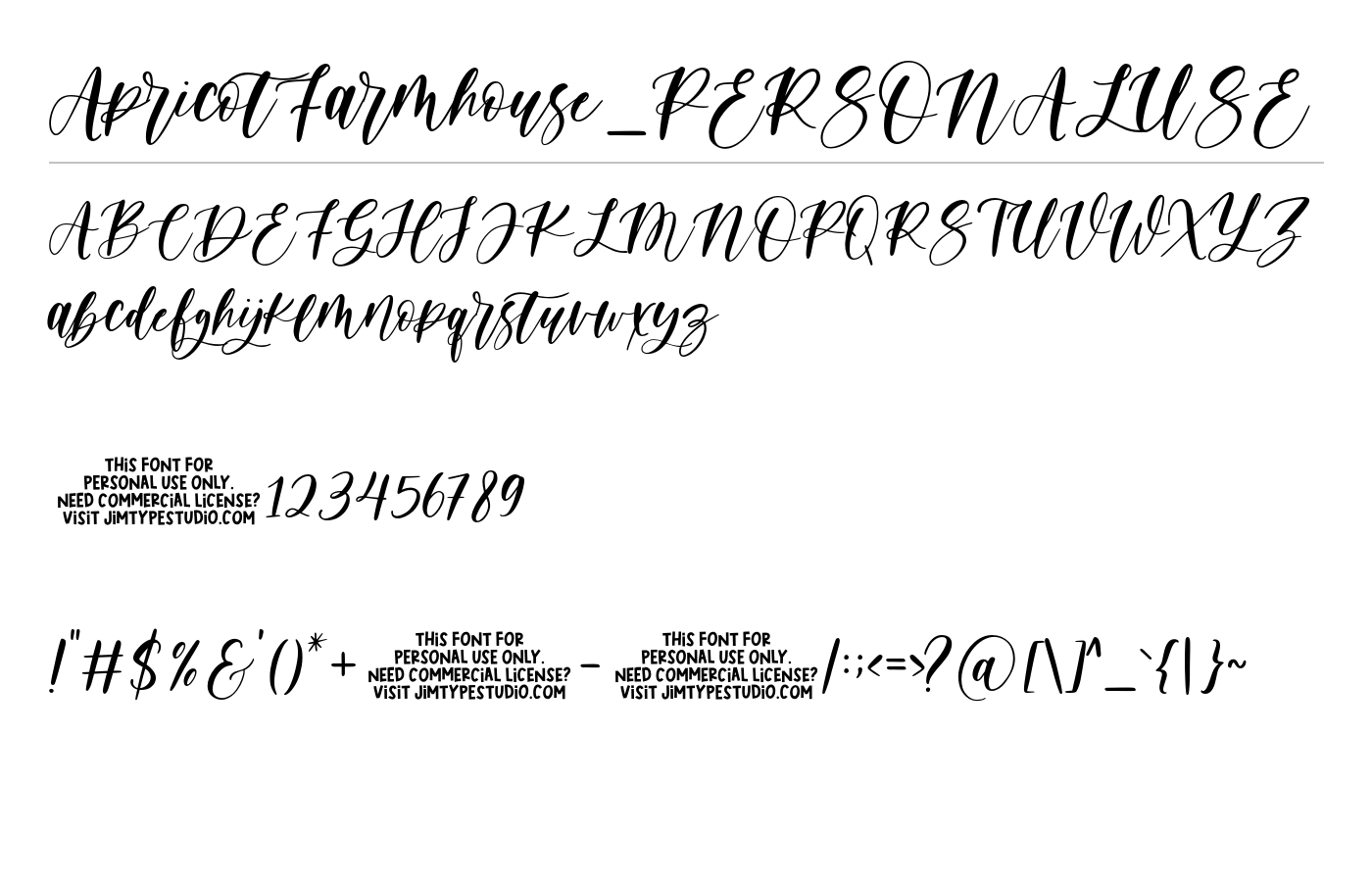 ApricotFarmhouse_PERSONALUSE Font preview