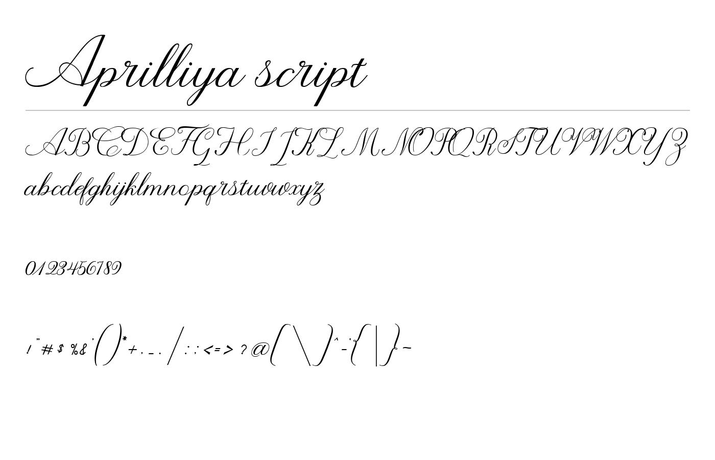 Aprilliya script Font preview