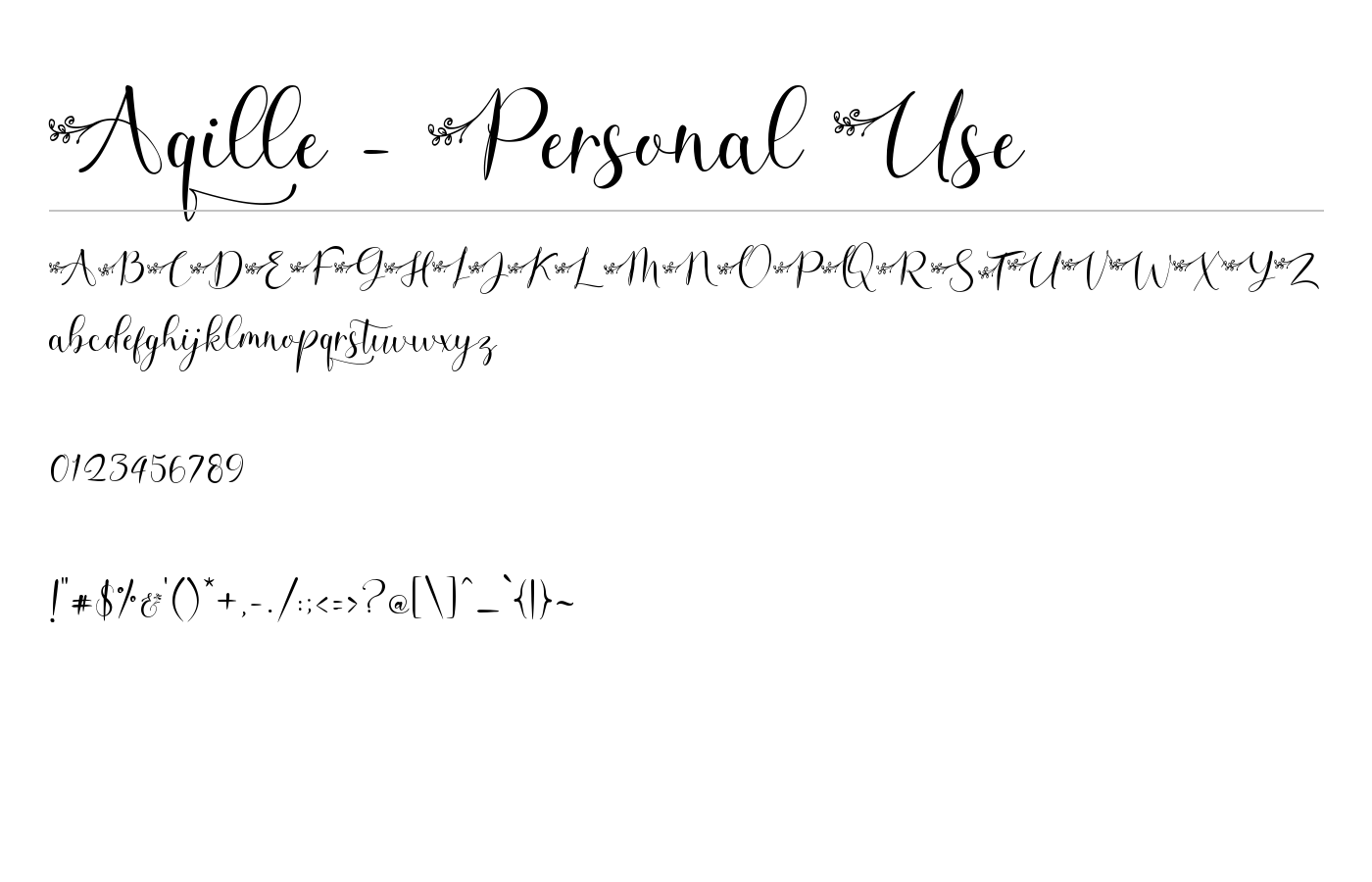 Aqille - Personal Use Font preview