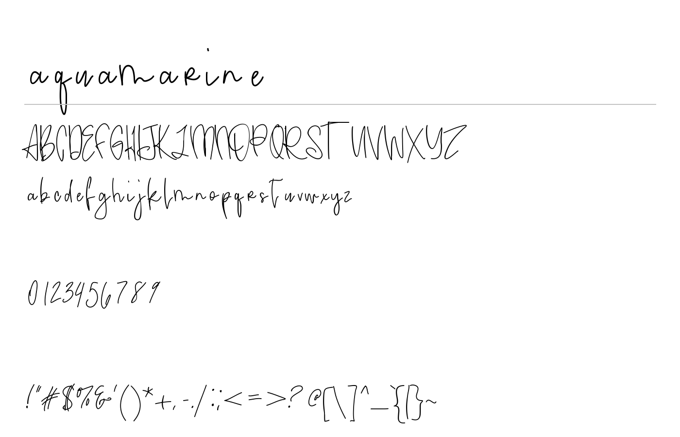 aquamarine Font preview