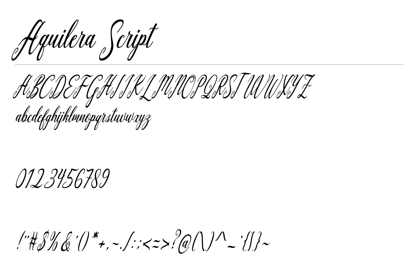Aquilera Script Font preview