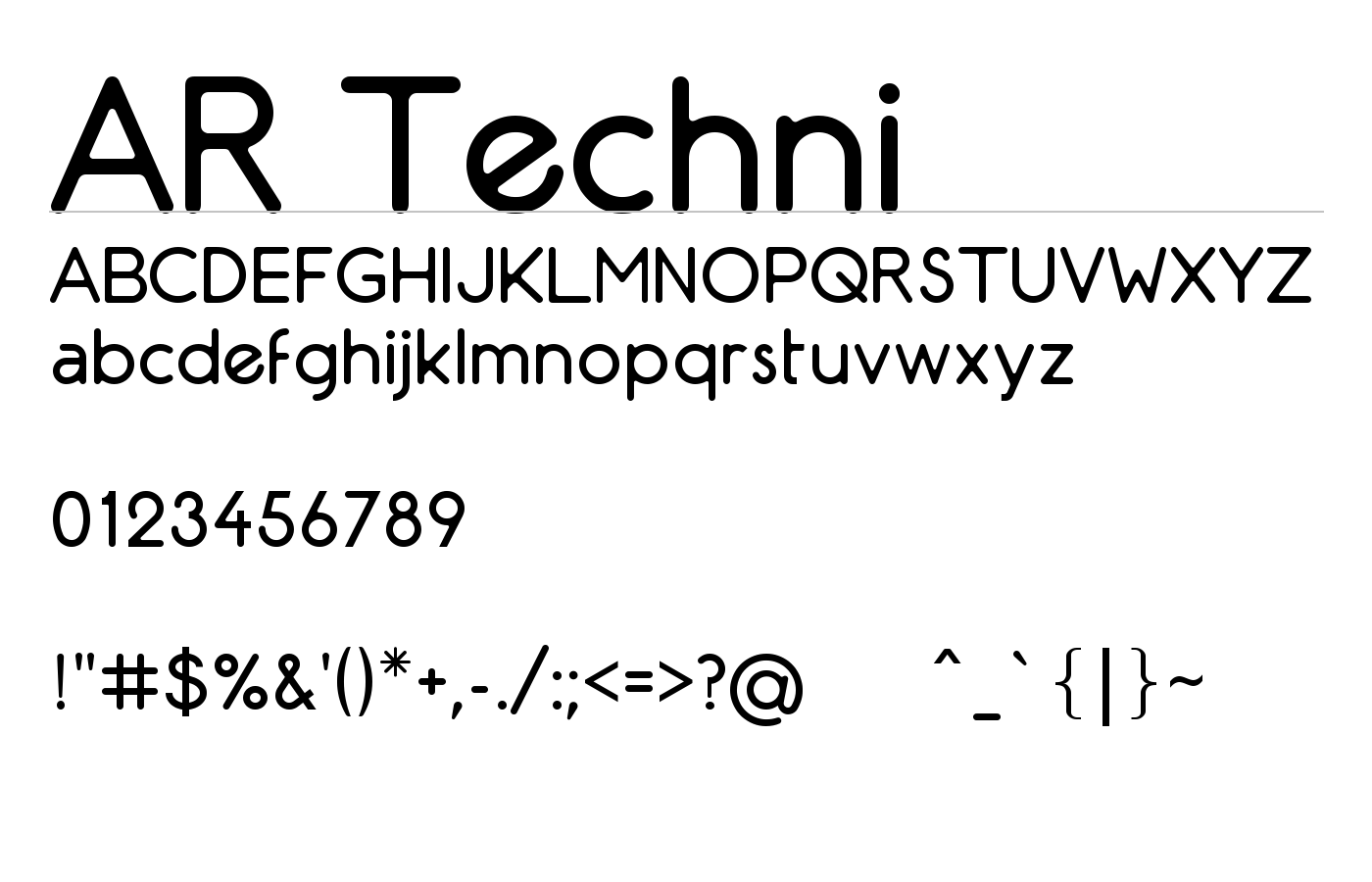 AR Techni Font preview
