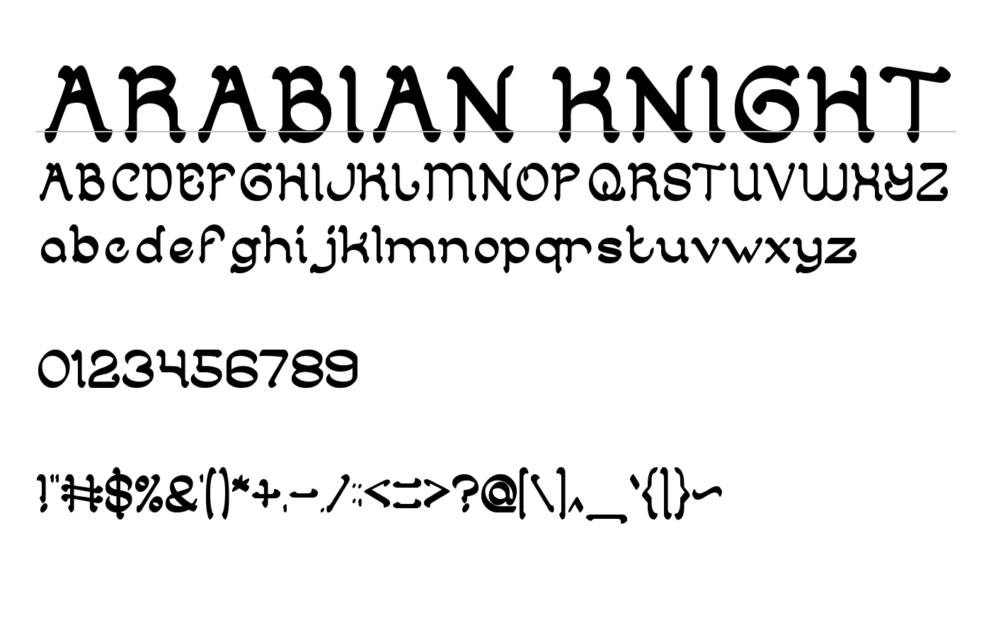 ARABIAN KNIGHT Font preview