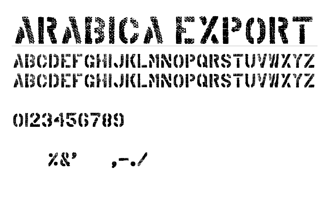 Arabica Export Font preview