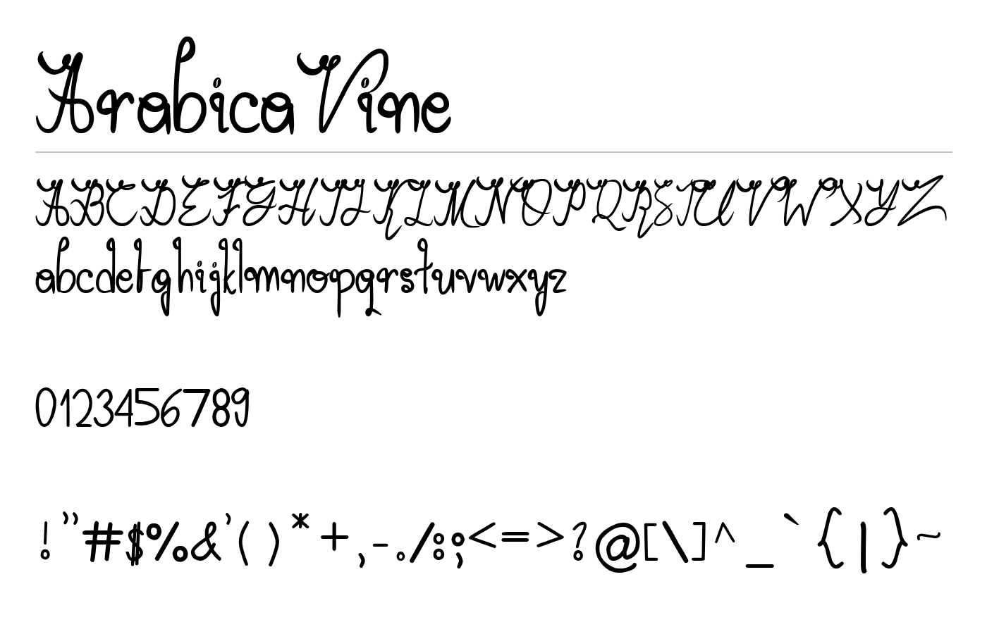 ArabicaVine Font preview