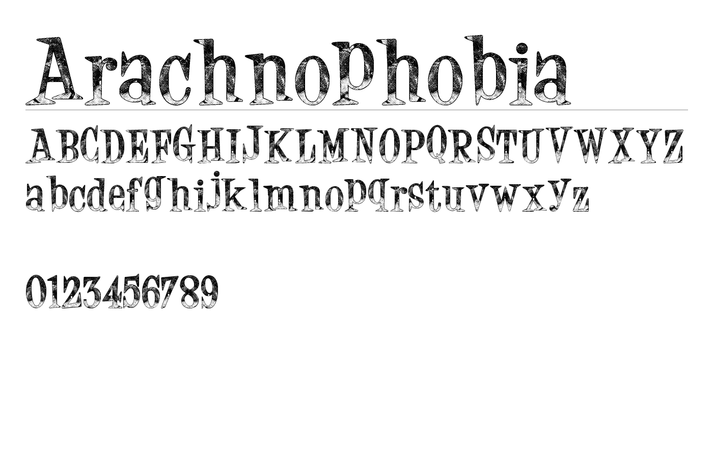 Arachnophobia Font preview