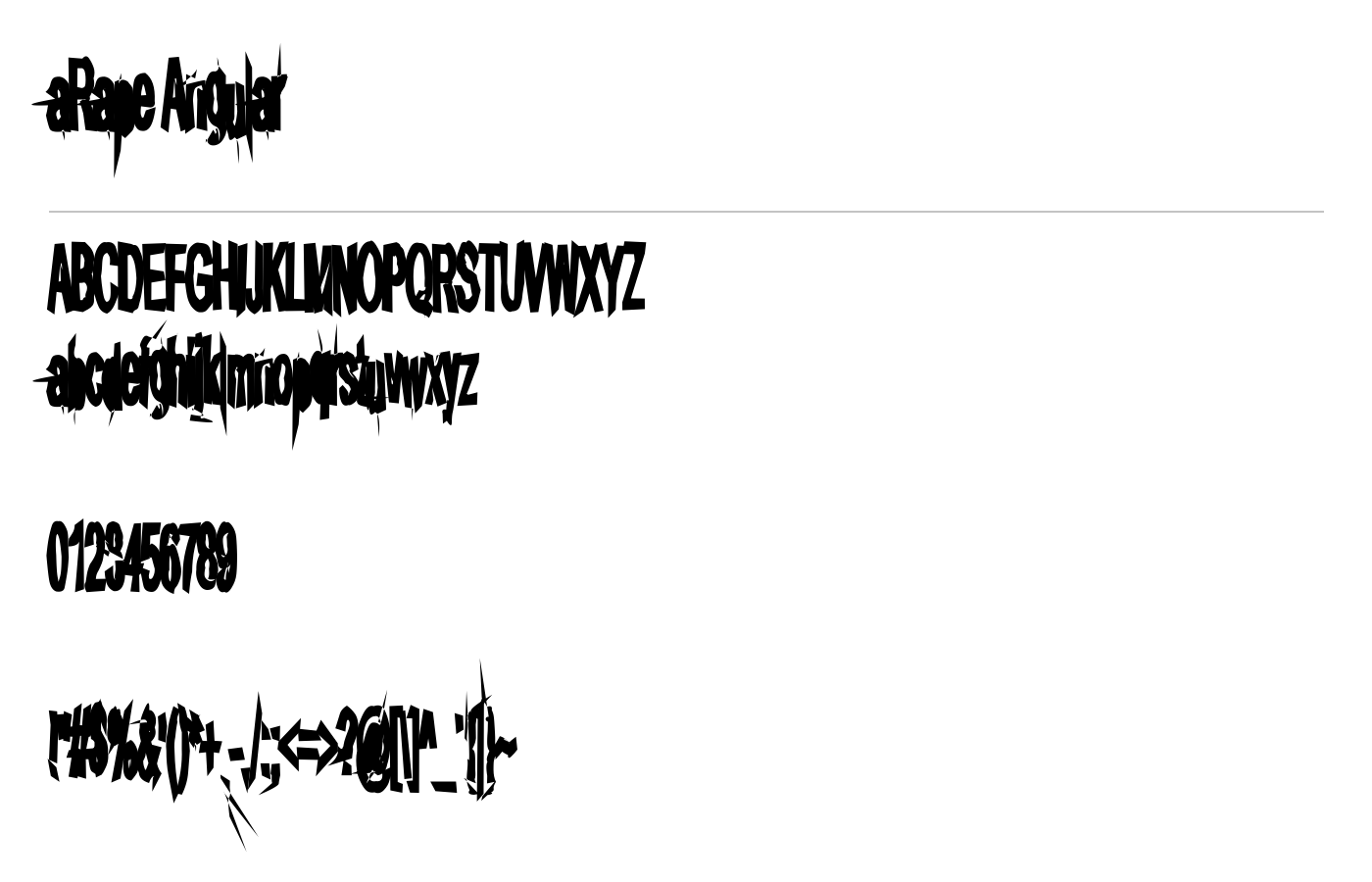 aRape Angular Font preview