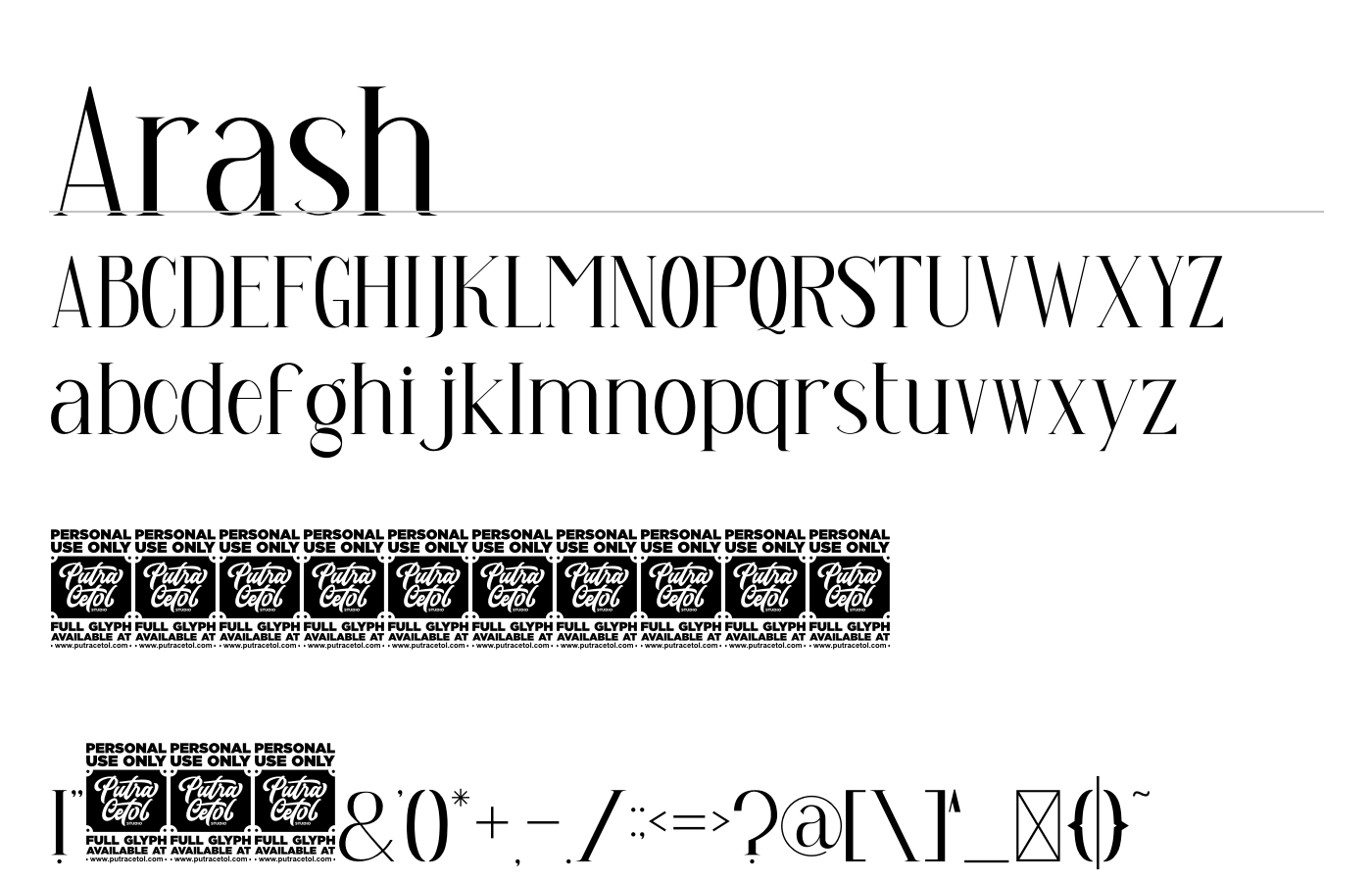Arash Font preview