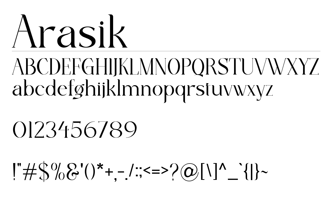 Arasik Font preview