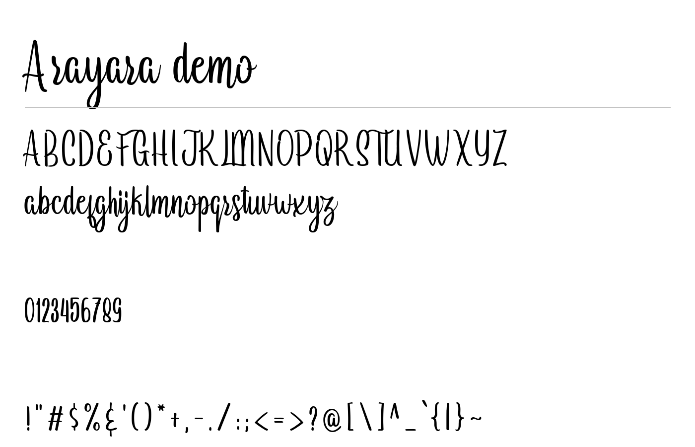 Arayara demo Font preview