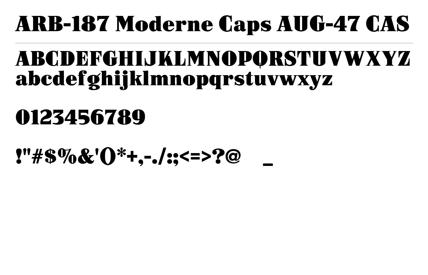 ARB-187 Moderne Caps AUG-47 CAS Font preview
