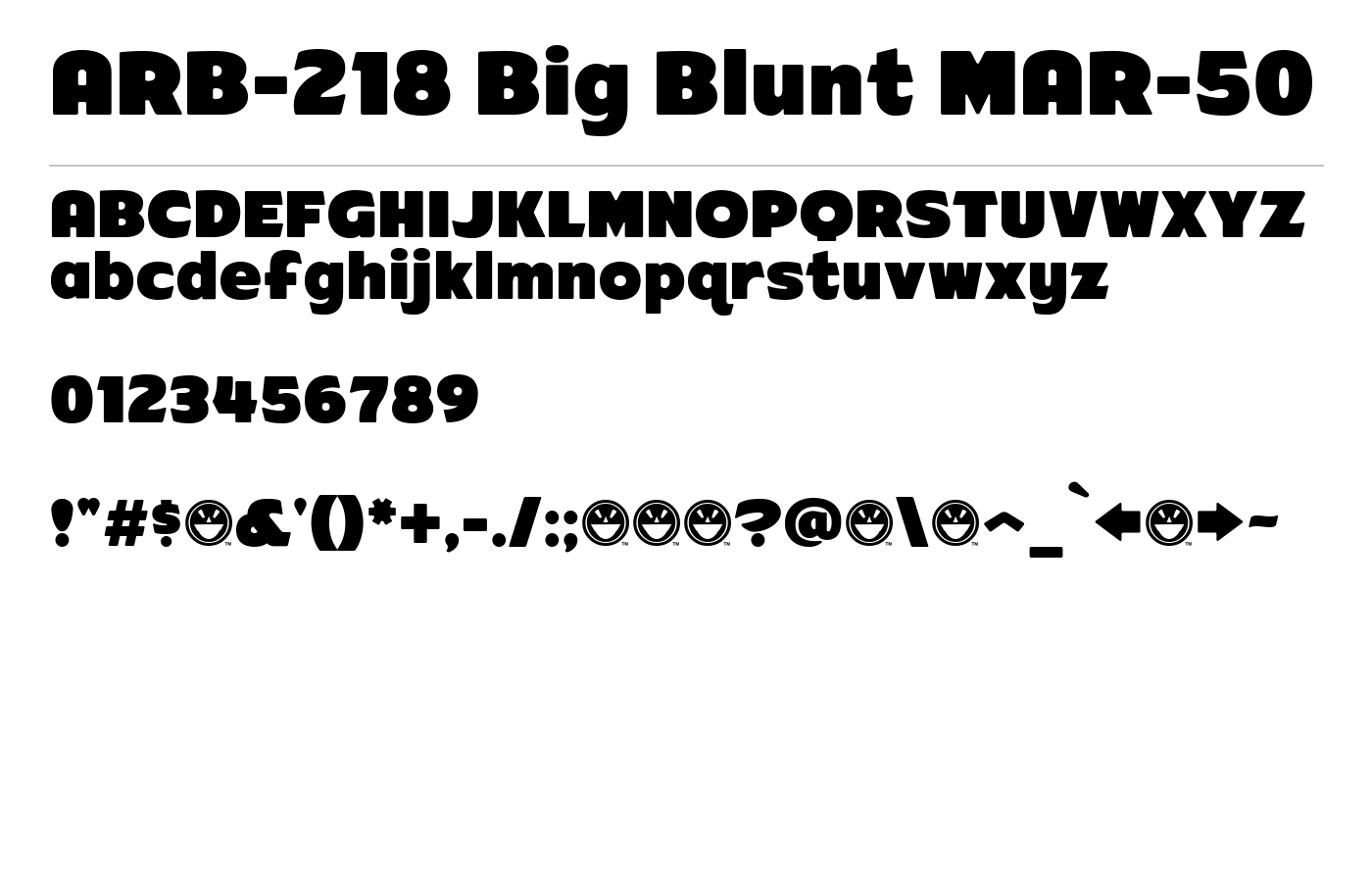 ARB-218 Big Blunt MAR-50 Font preview