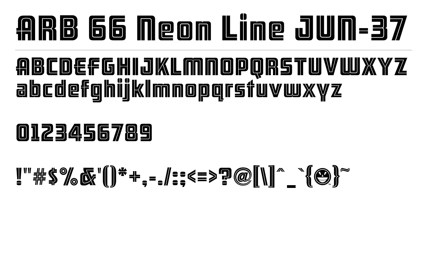 ARB 66 Neon Line JUN-37 Font preview