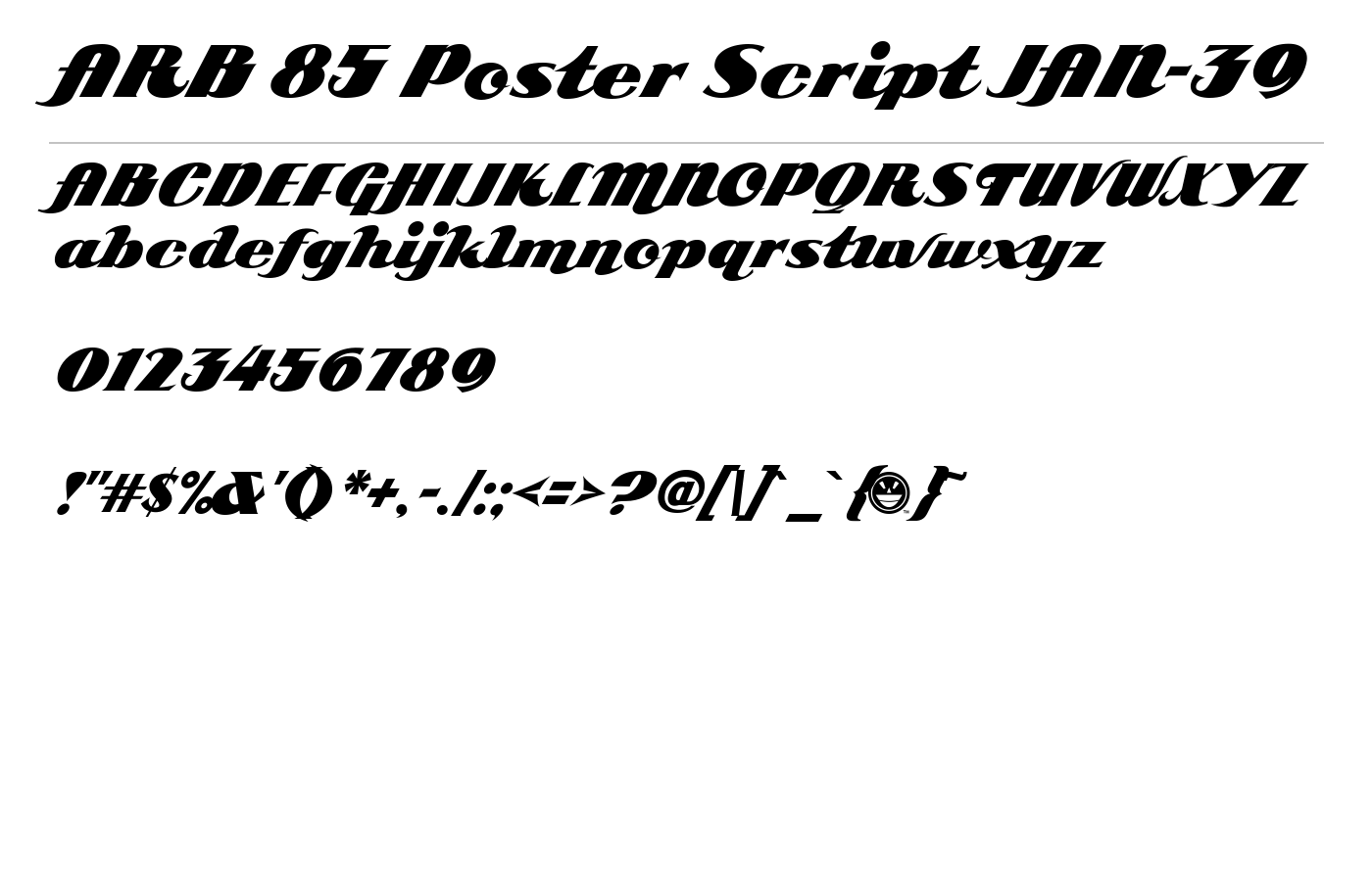 ARB 85 Poster Script JAN-39 Font preview