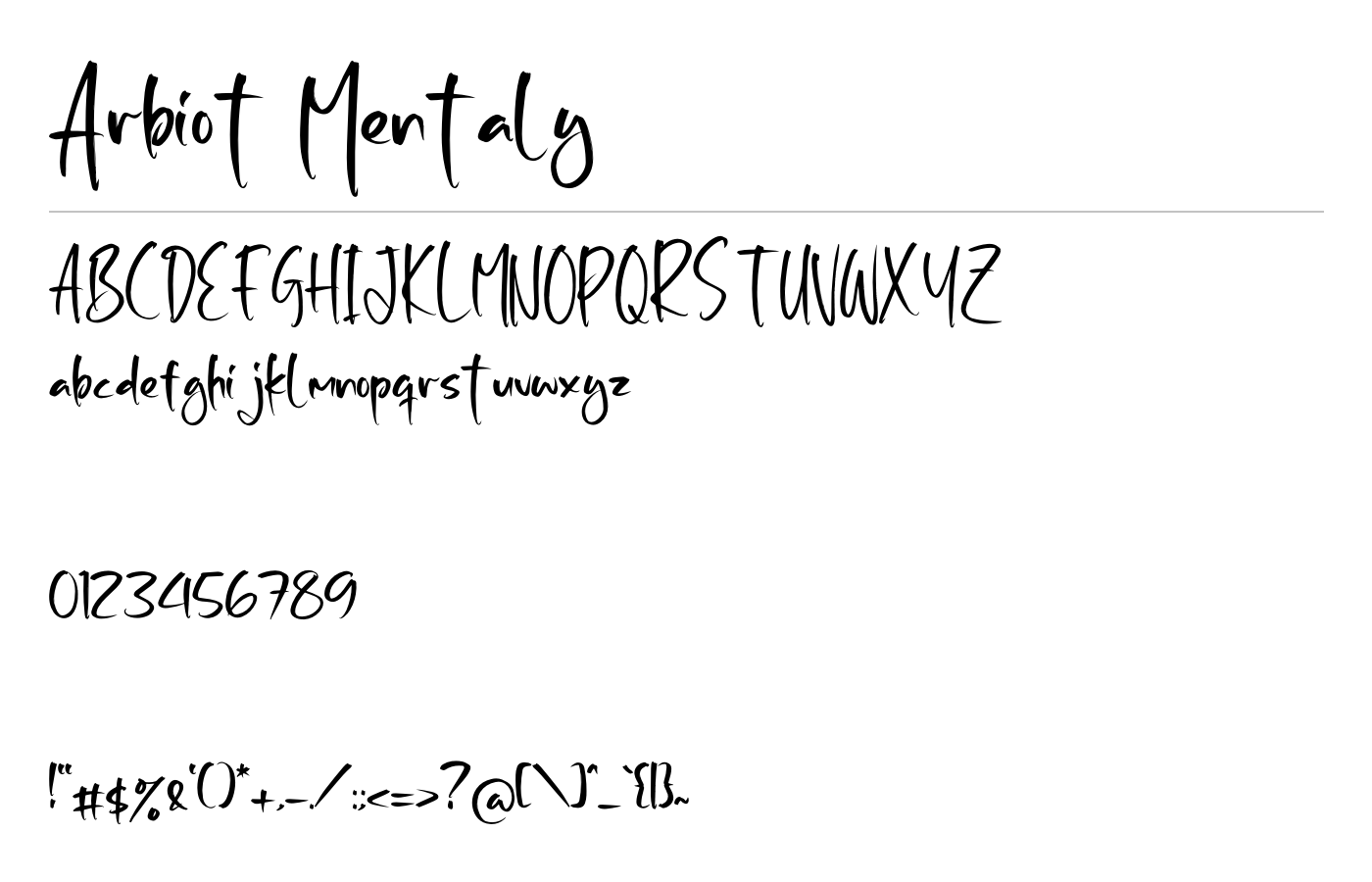Arbiot Mentaly Font preview