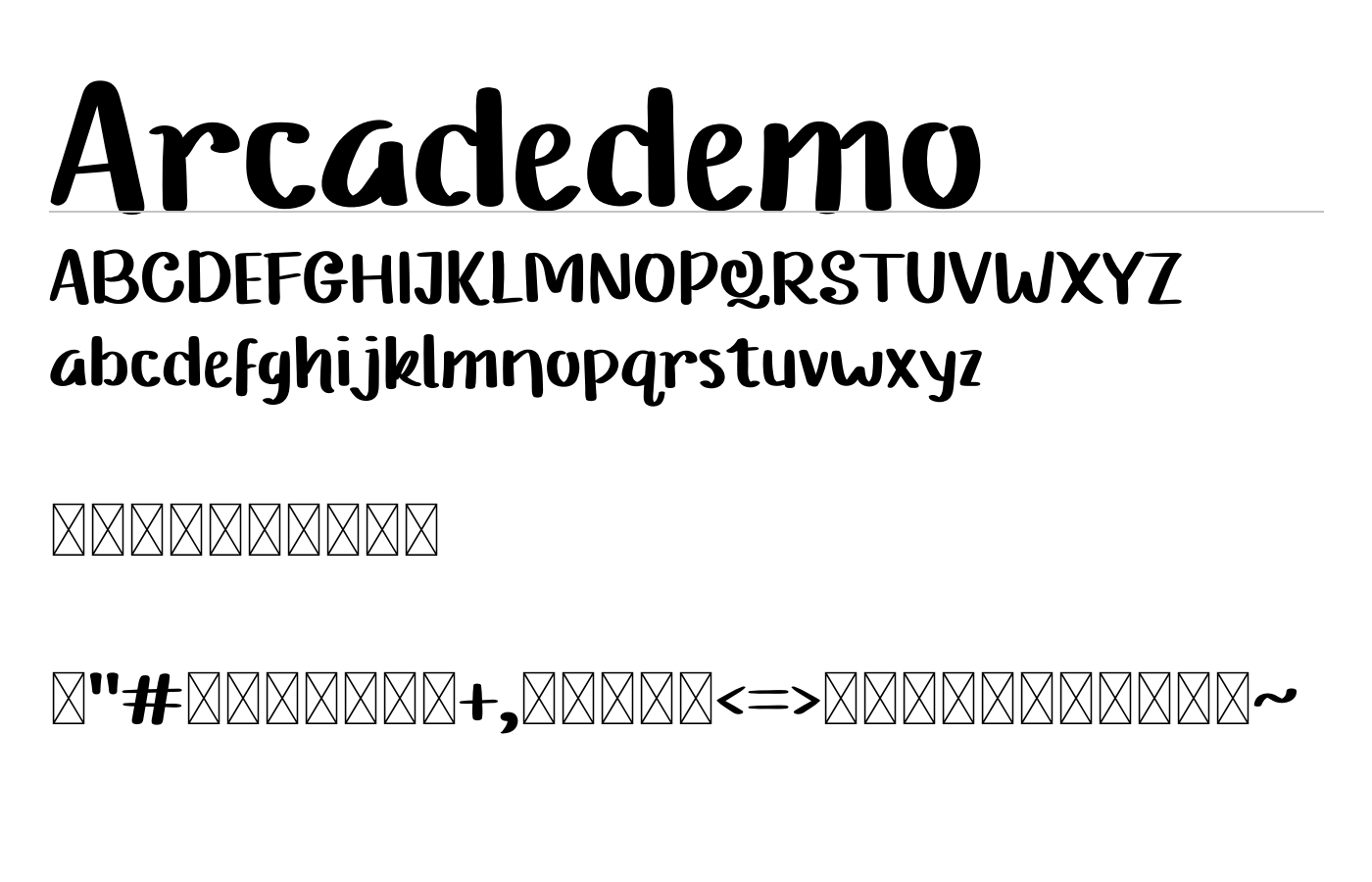 Arcadedemo Font preview