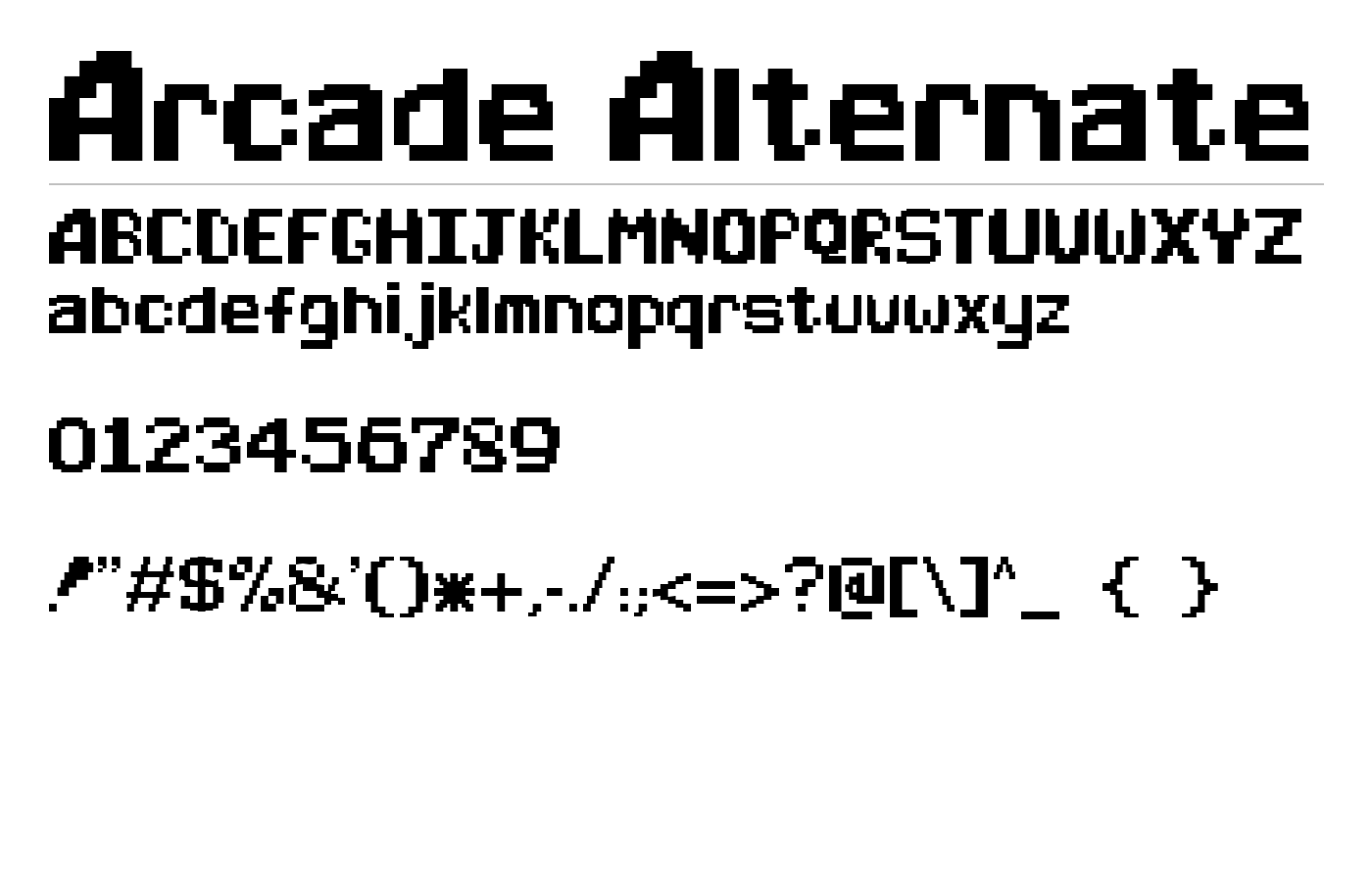 Arcade Alternate Font preview