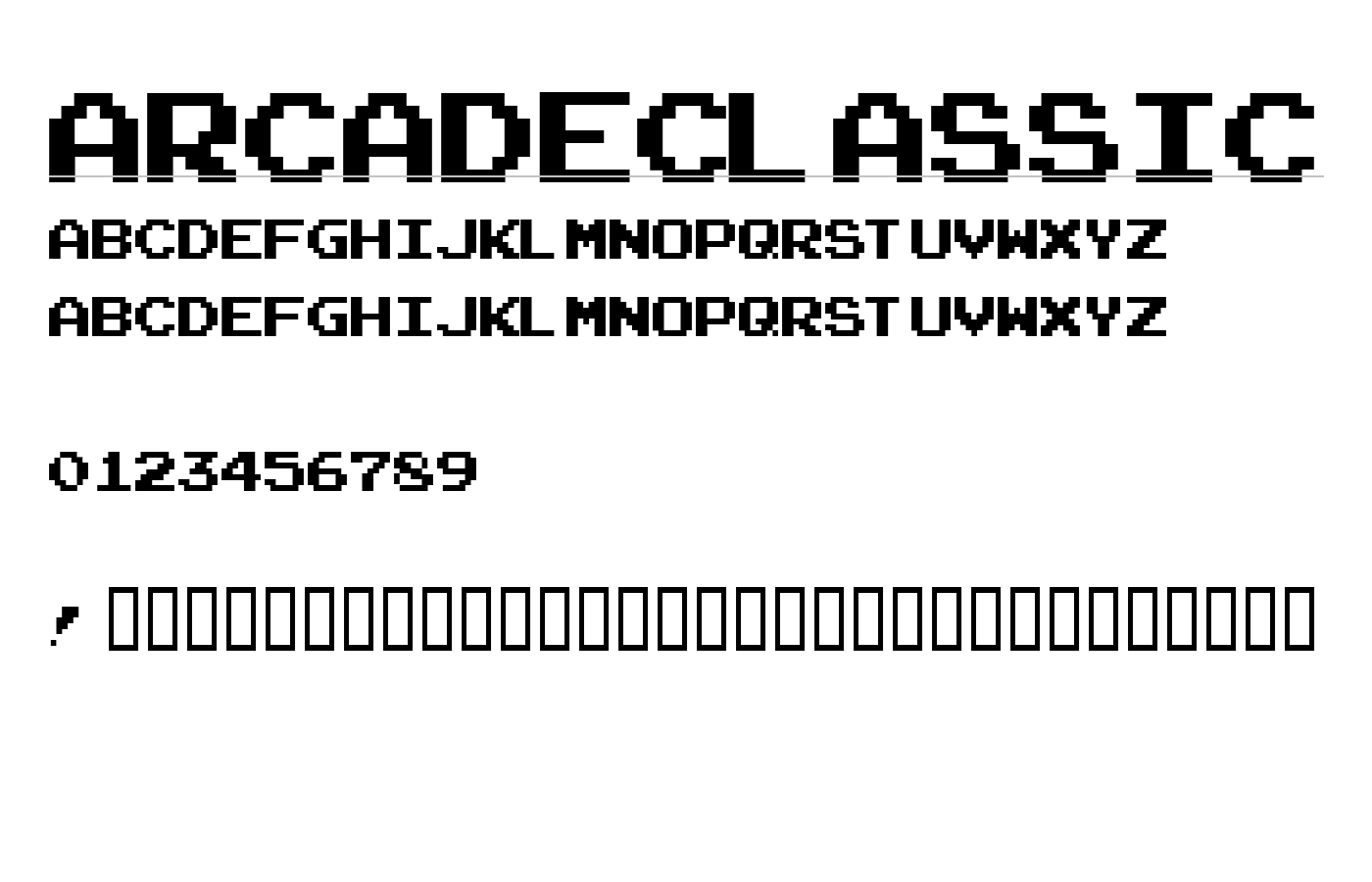 ArcadeClassic Font preview