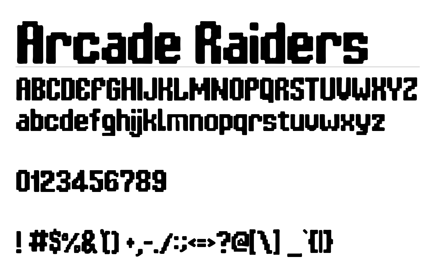 Arcade Raiders Font preview