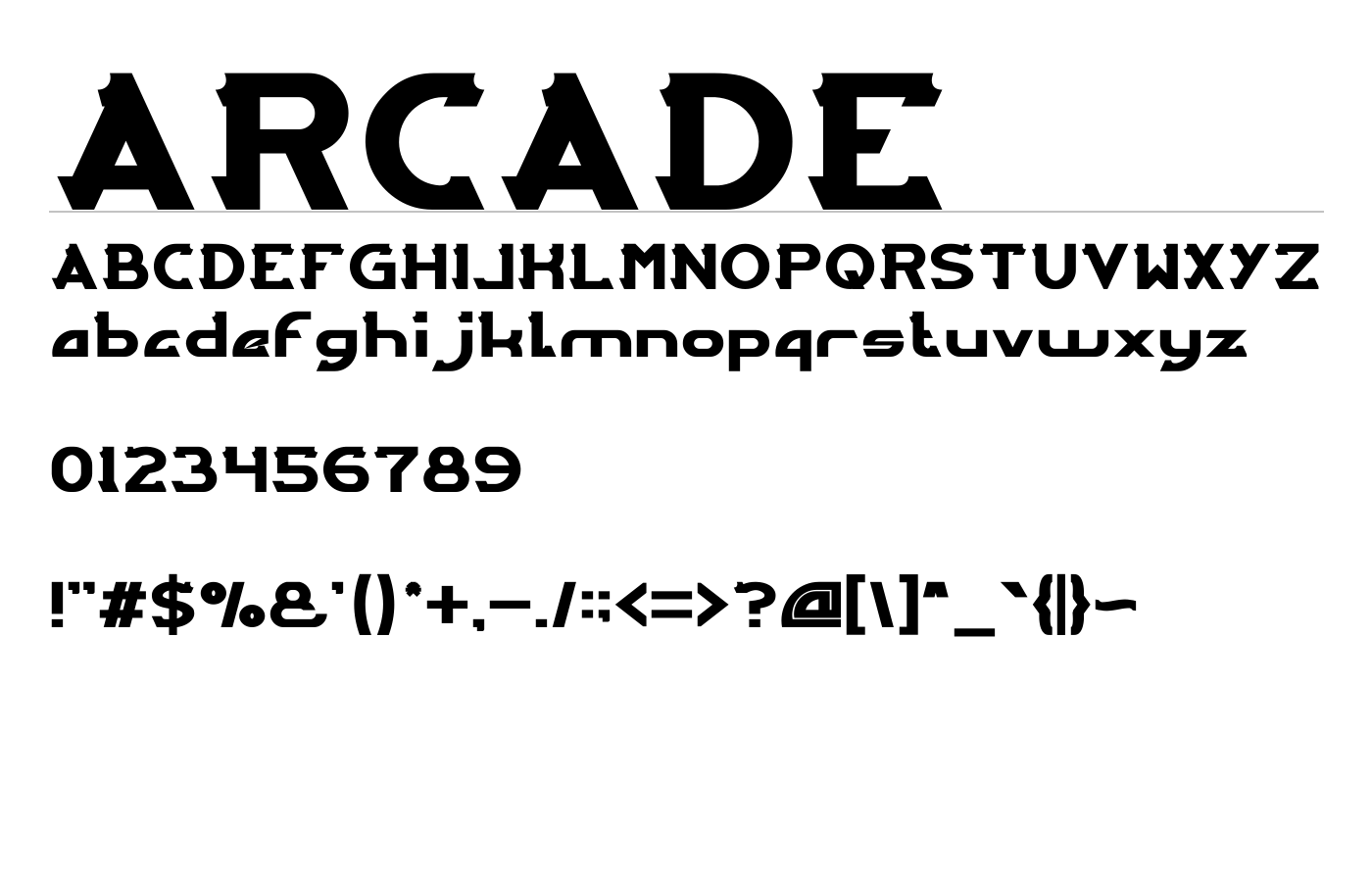 ARCADE Font preview