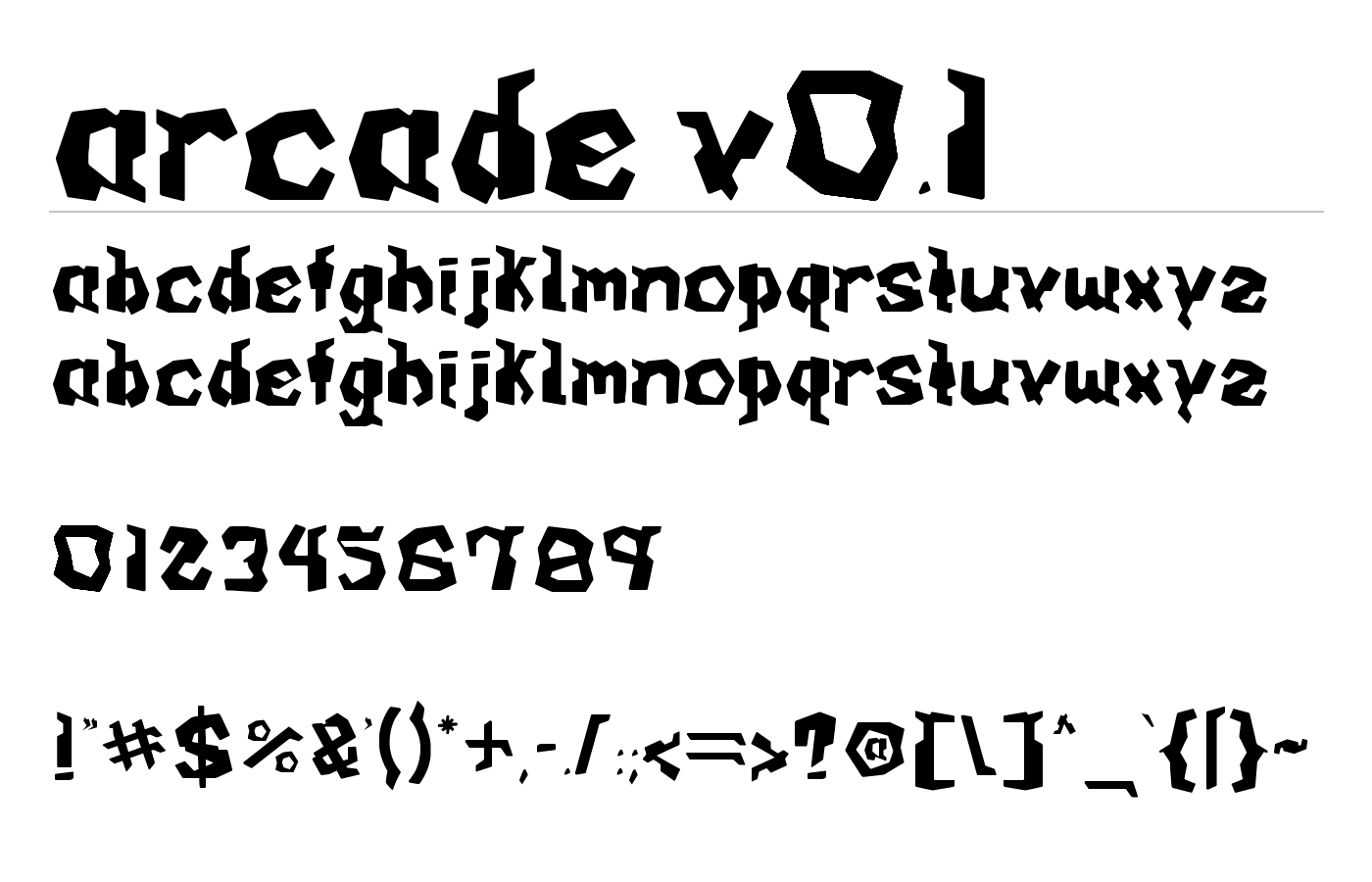 Arcade v0.1 Font preview