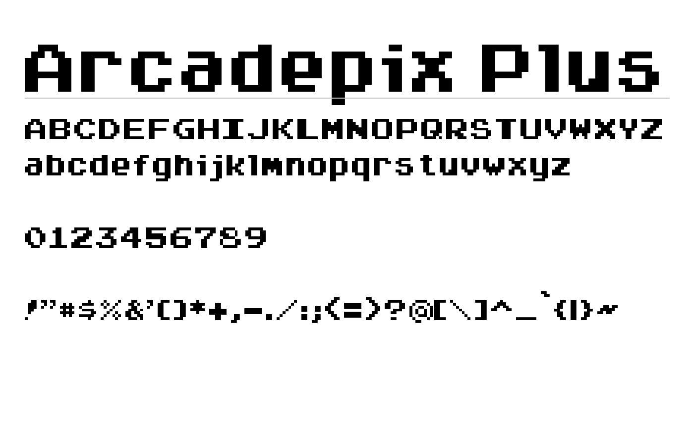 Arcadepix Plus Font preview