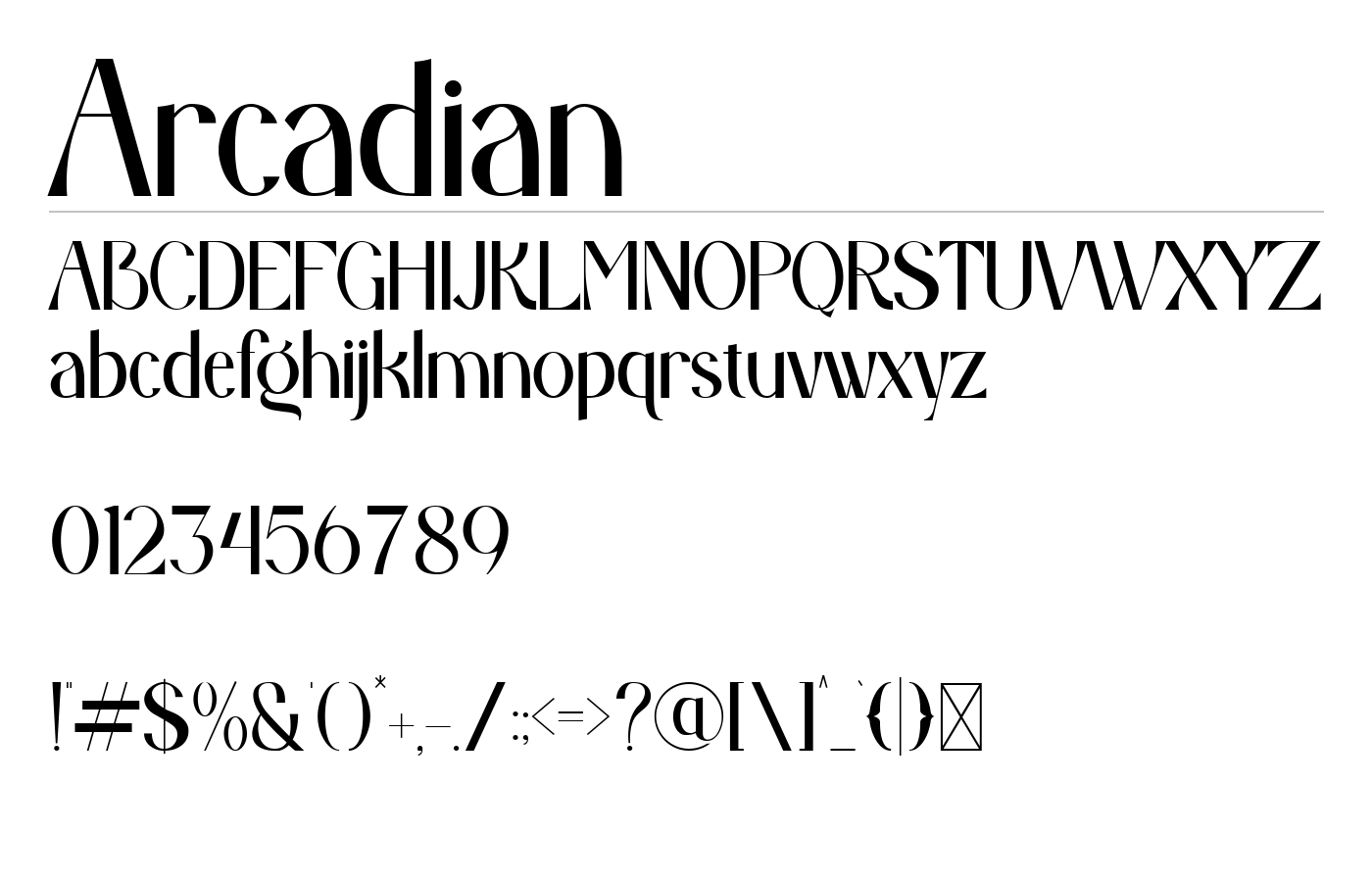 Arcadian Font preview