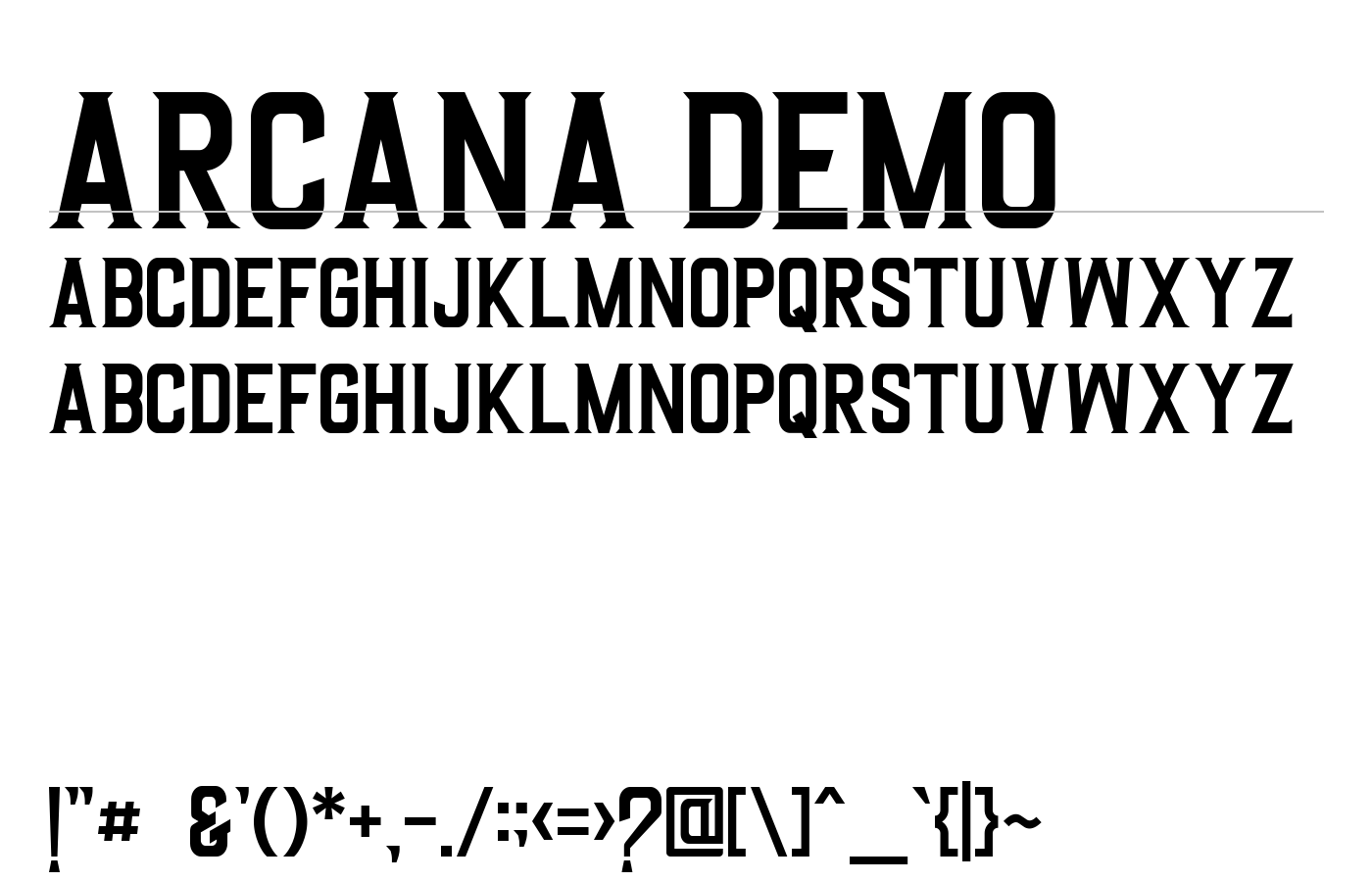 Arcana DEMO Font preview