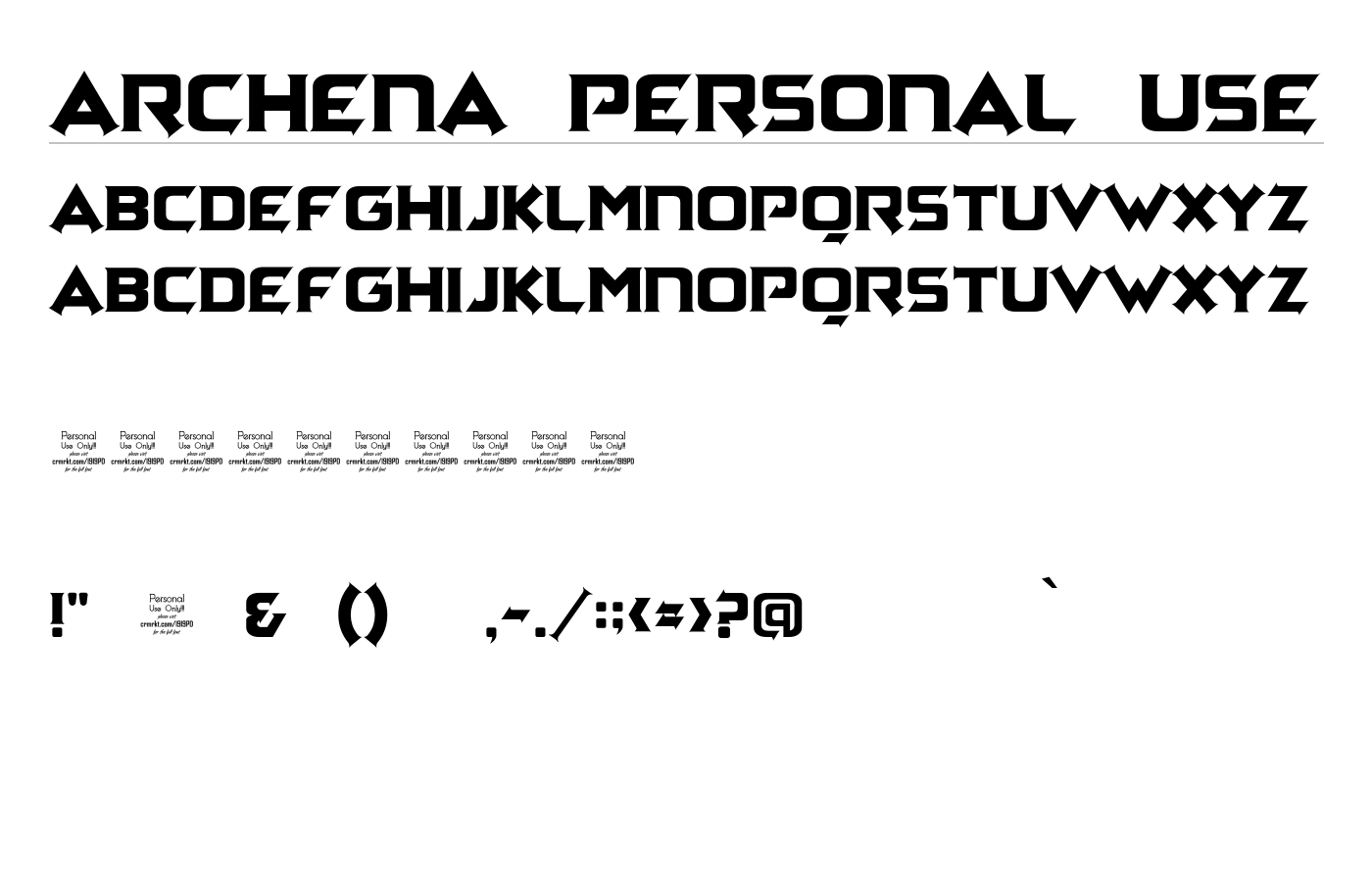 Archena Personal Use Font preview
