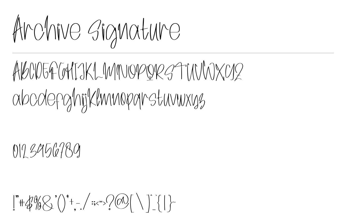 Archive Signature Font preview