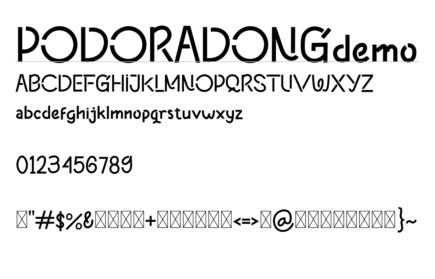 PODORADONGdemo Font preview