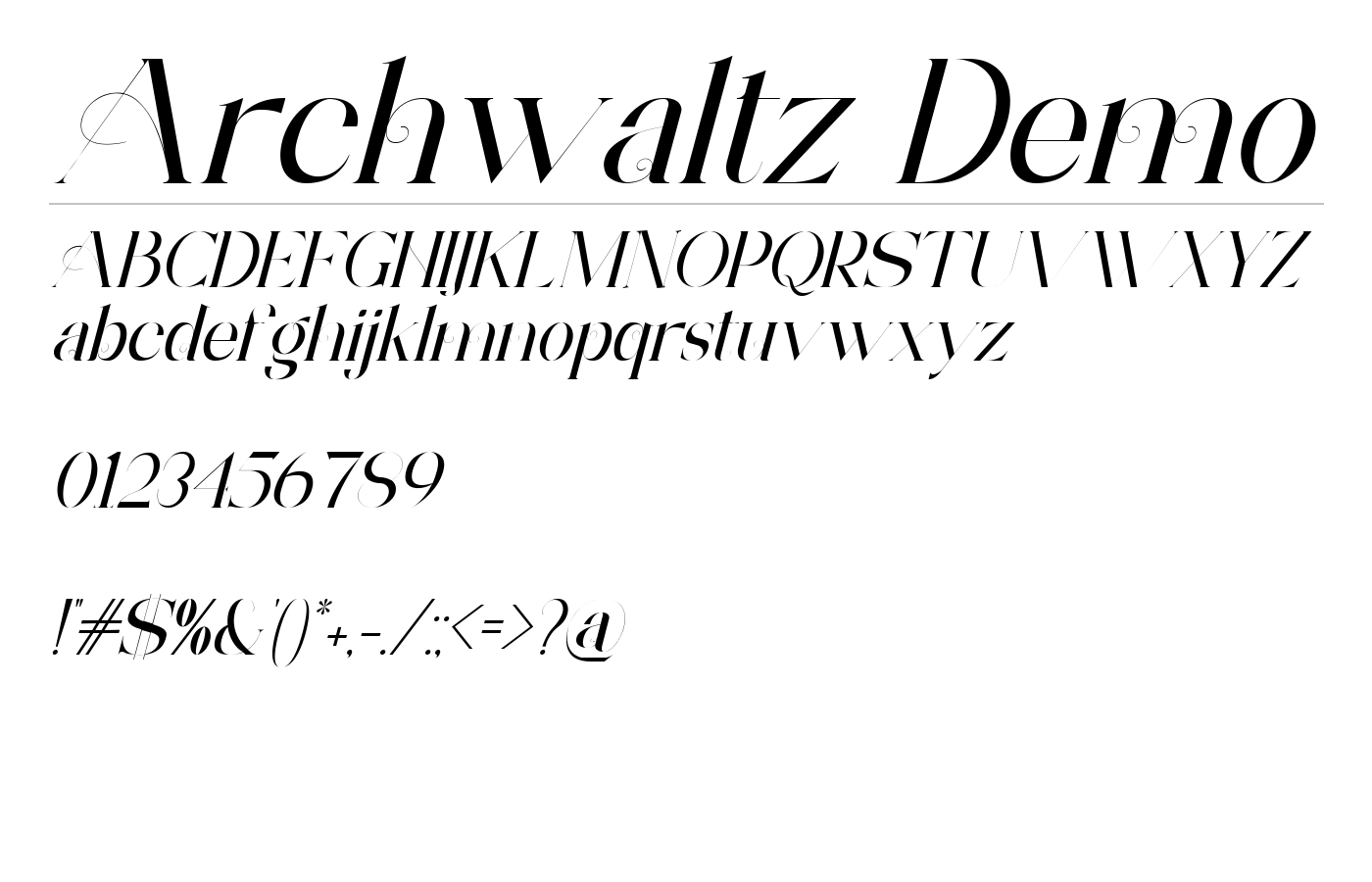Archwaltz Demo Font preview