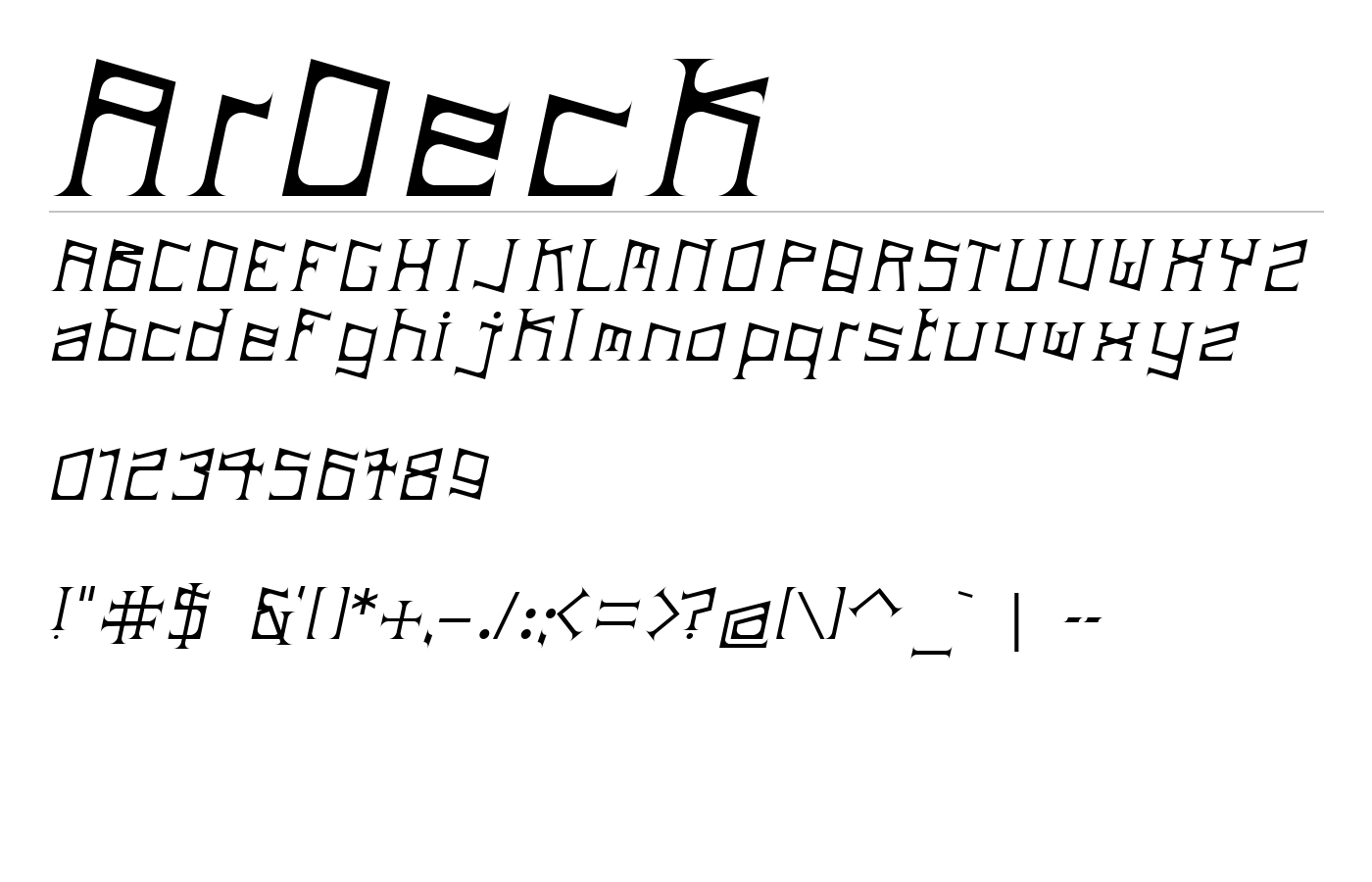 ArDeck Font preview