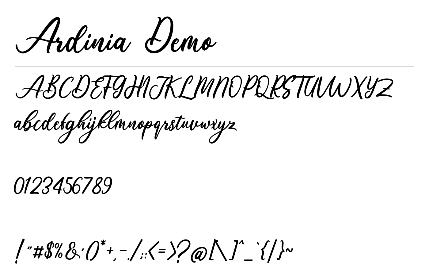Ardinia Demo Font preview