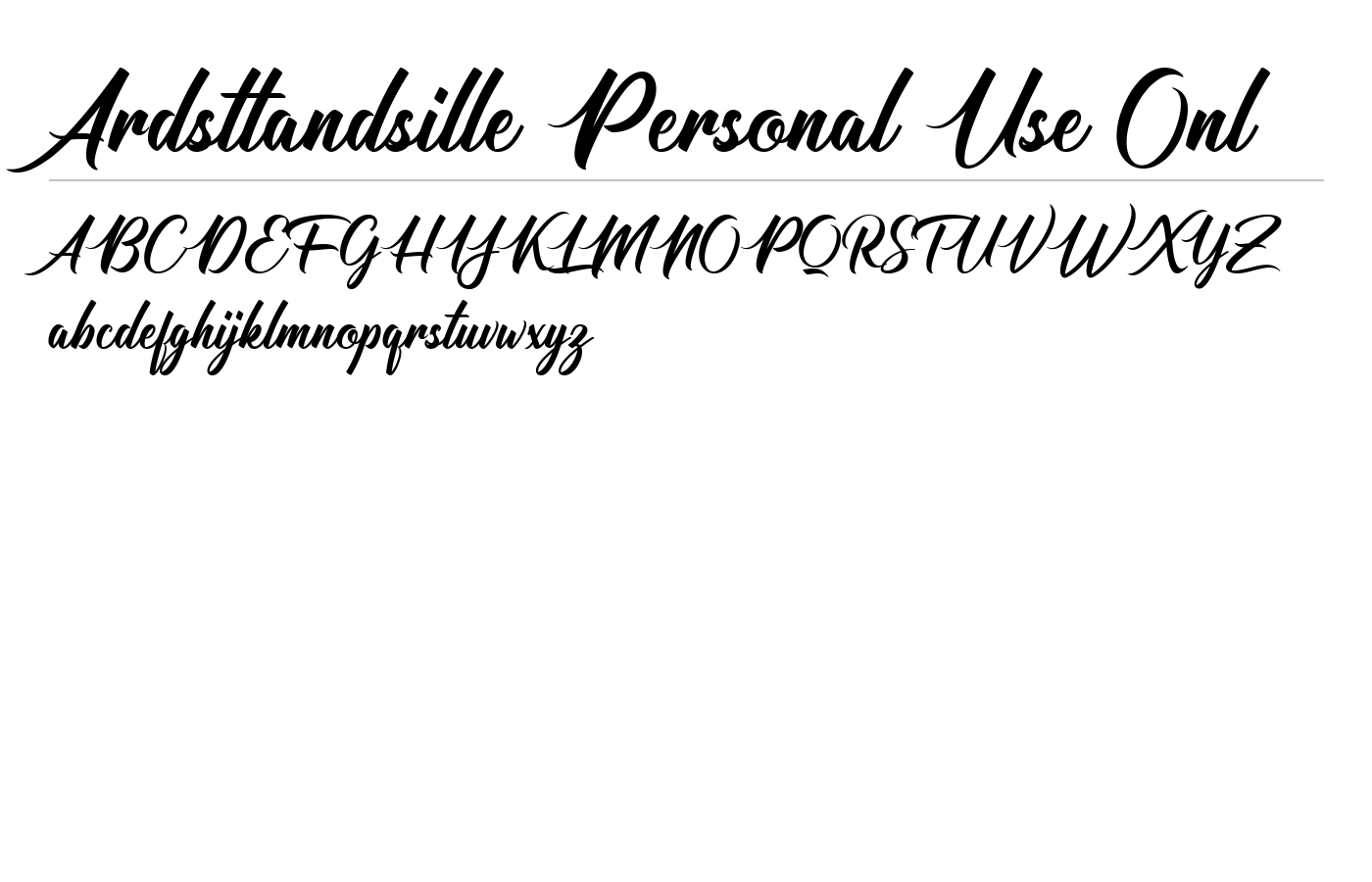 Ardsttandsille Personal Use Onl Font preview