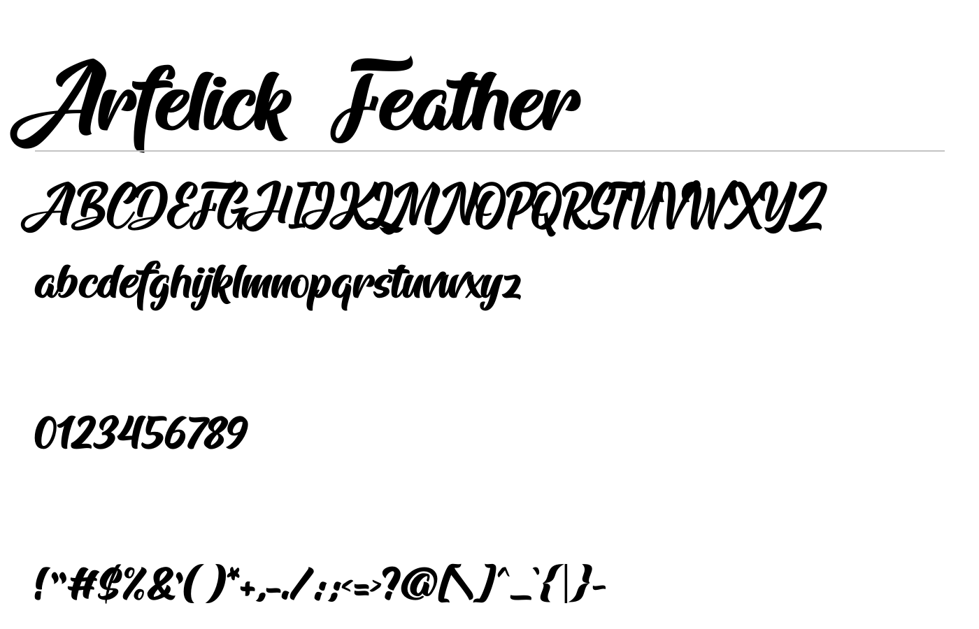 Arfelick Feather Font preview